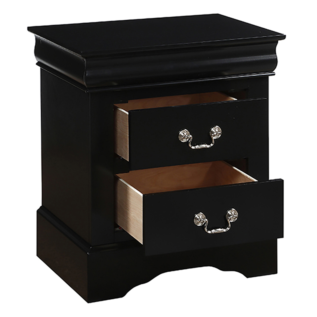 Black 2-Drawer Nightstand