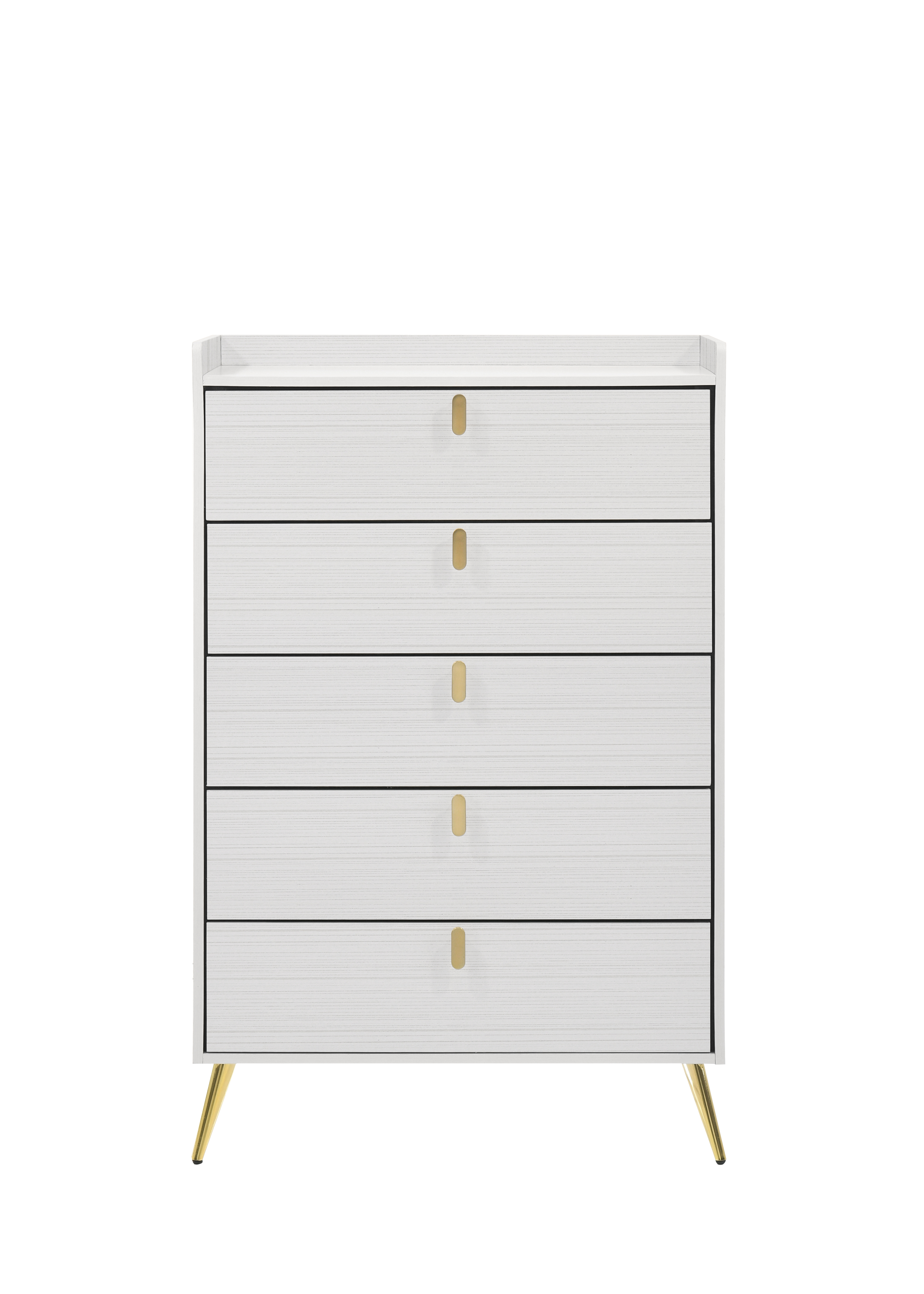 White 5-Drawer Chest with Pull Handles