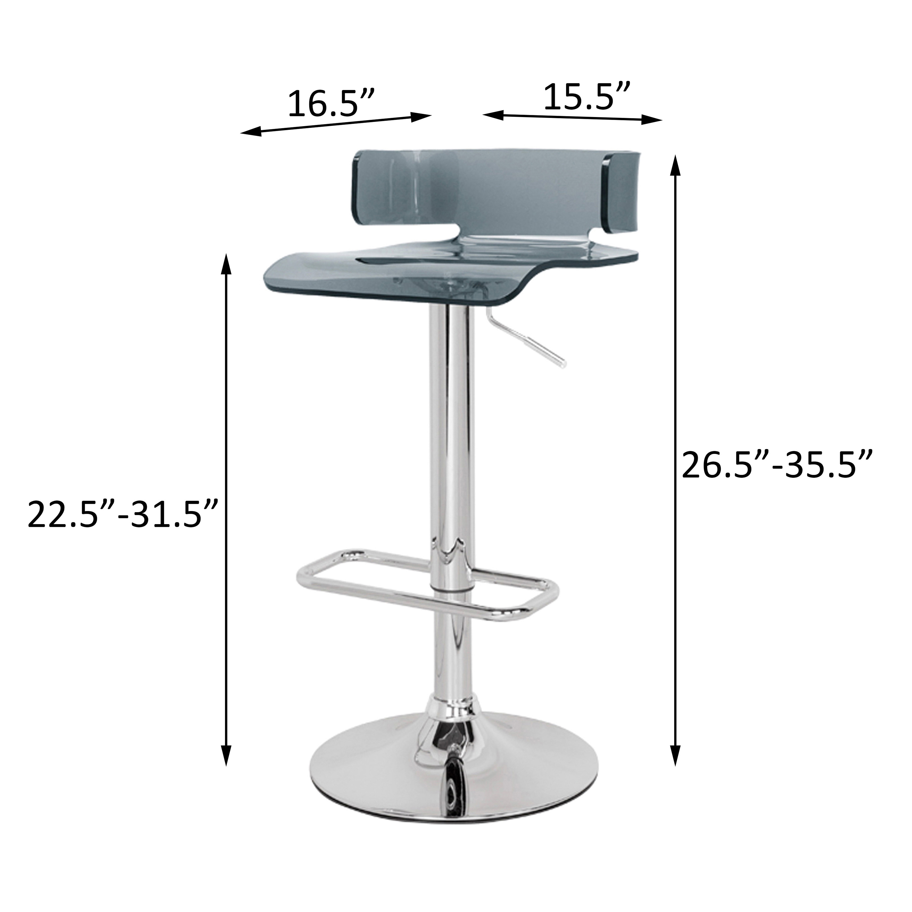 Grey and Chrome Adjustable Swivel Stool