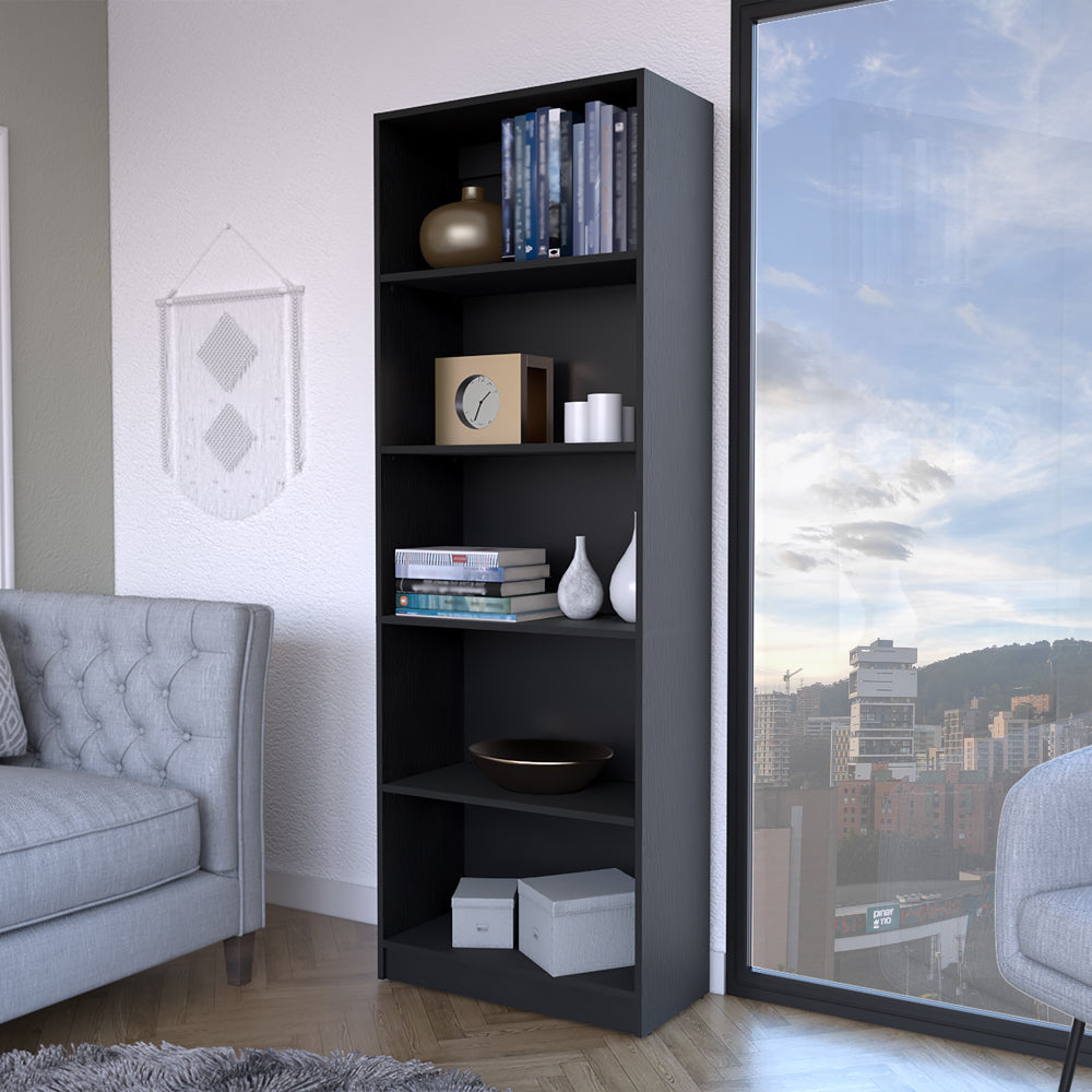 Black 5-Shelf Bookcase