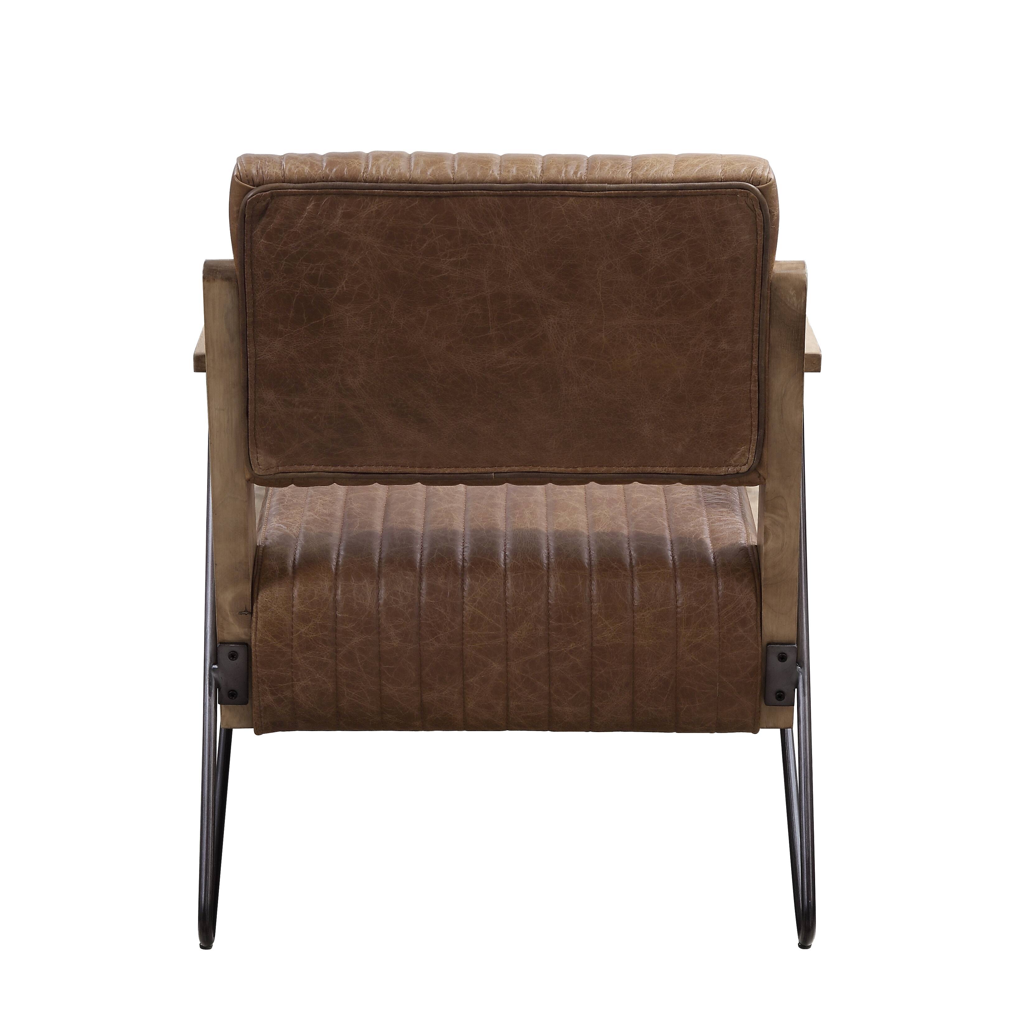 Cocoa and Matt Iron Accent Chair with Metal Leg