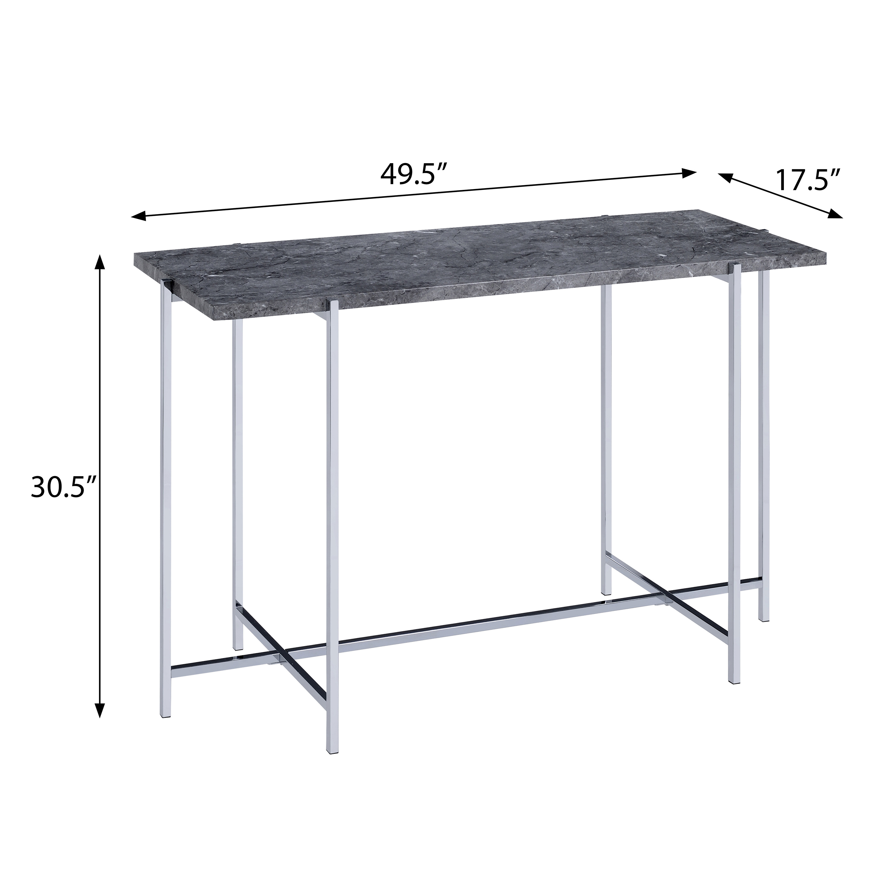 Grey and Chrome Rectangle Sofa Table