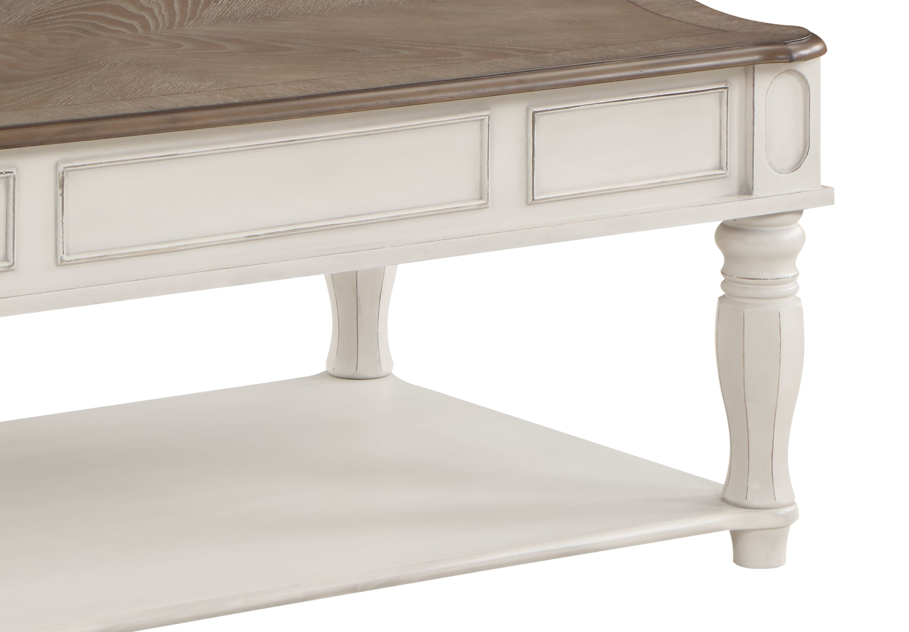 Oak and Antique White Coffee Table with Lift Top