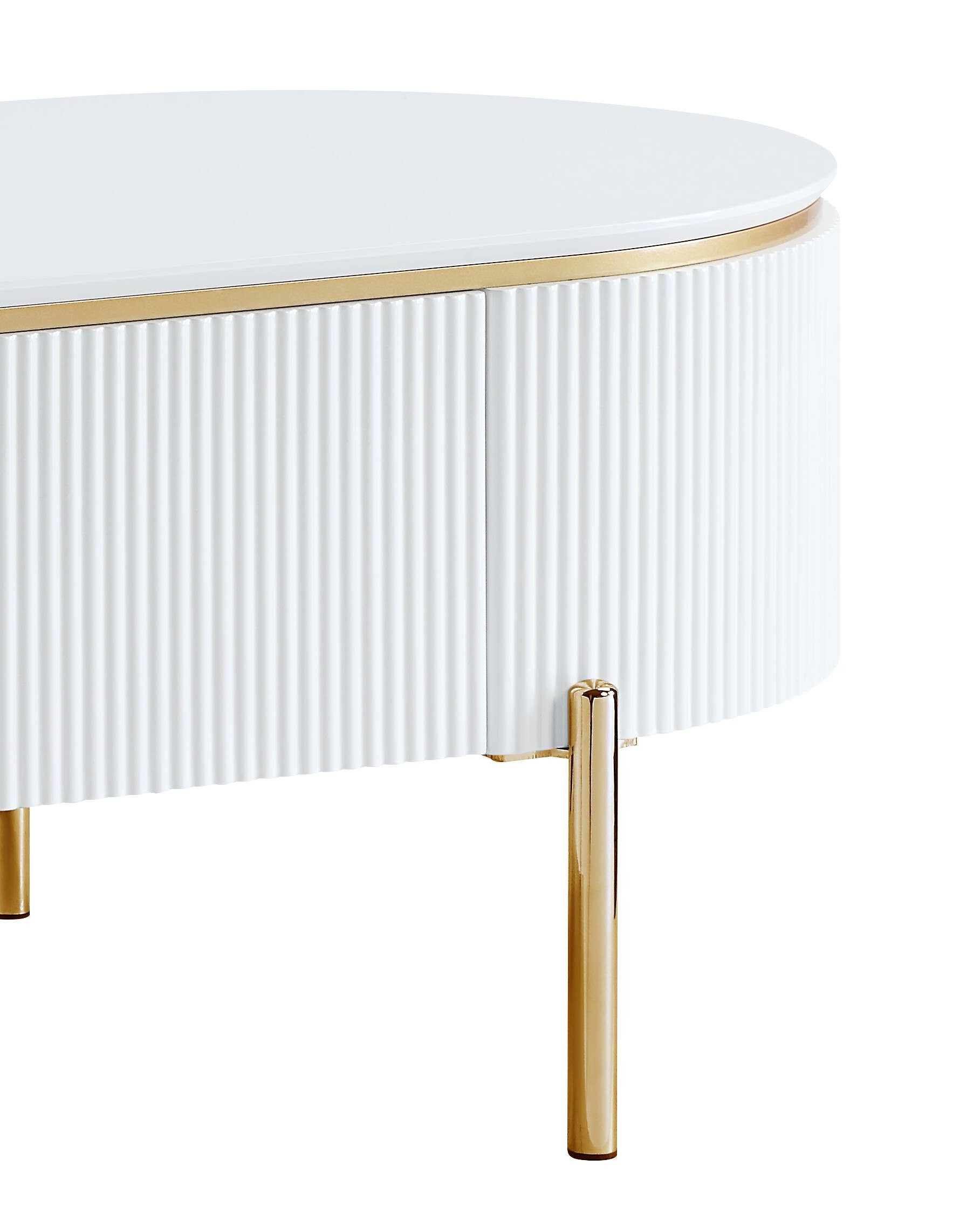 White High Gloss and Gold 1-Shelf Coffee Table