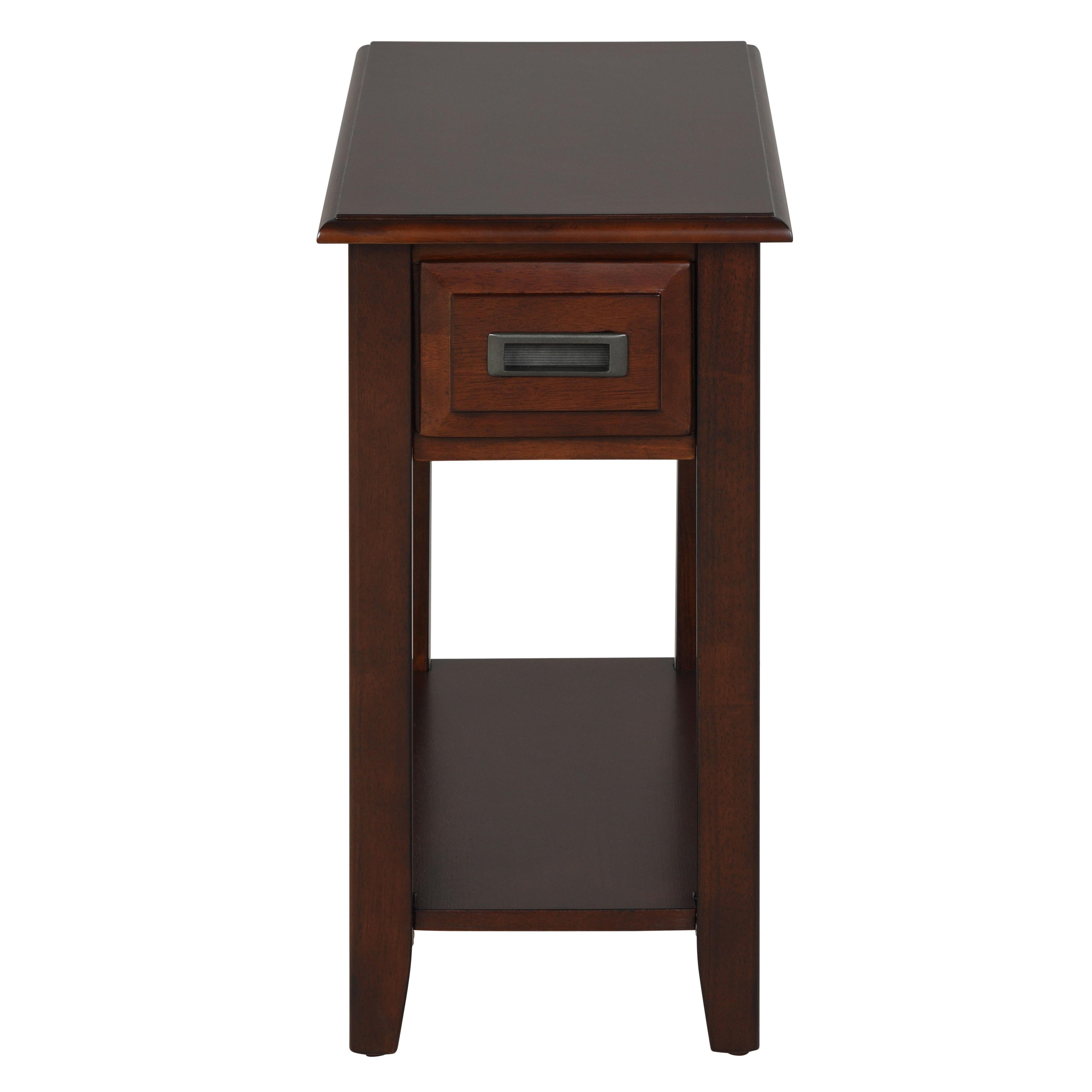 Dark Cherry 1-Drawer Accent Table with Shelf