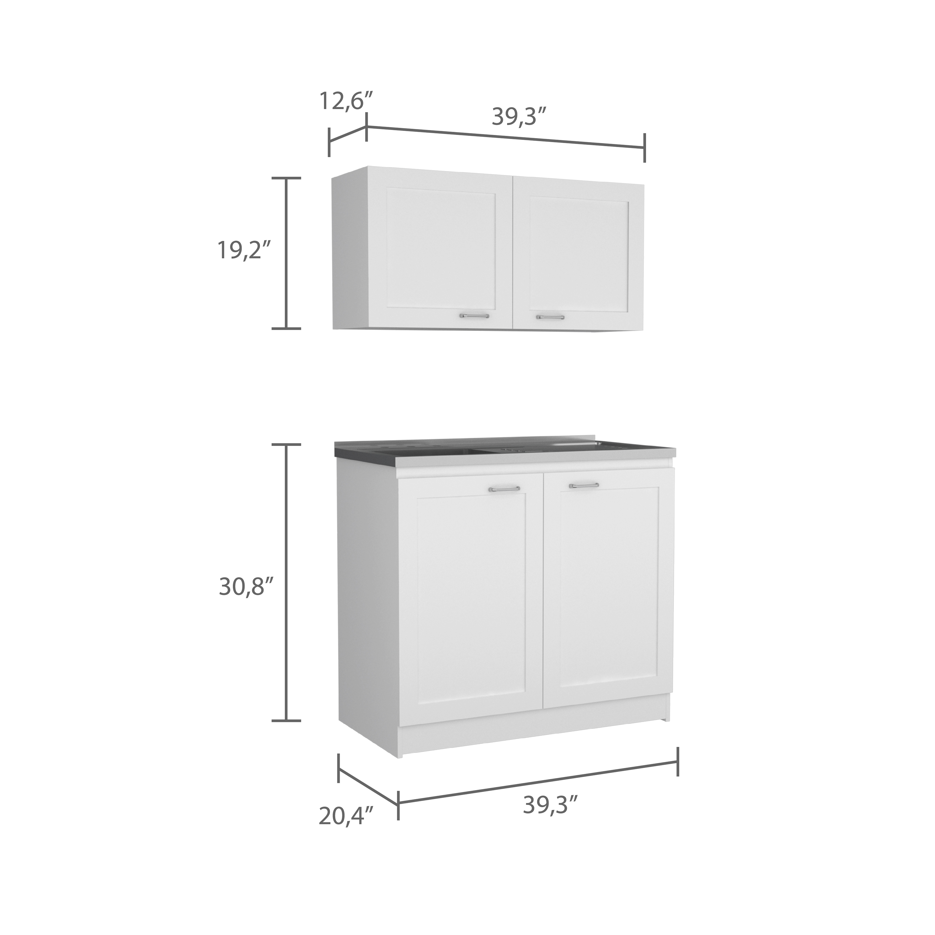 Cambridge 2-piece Rectangle Cabinet Set White