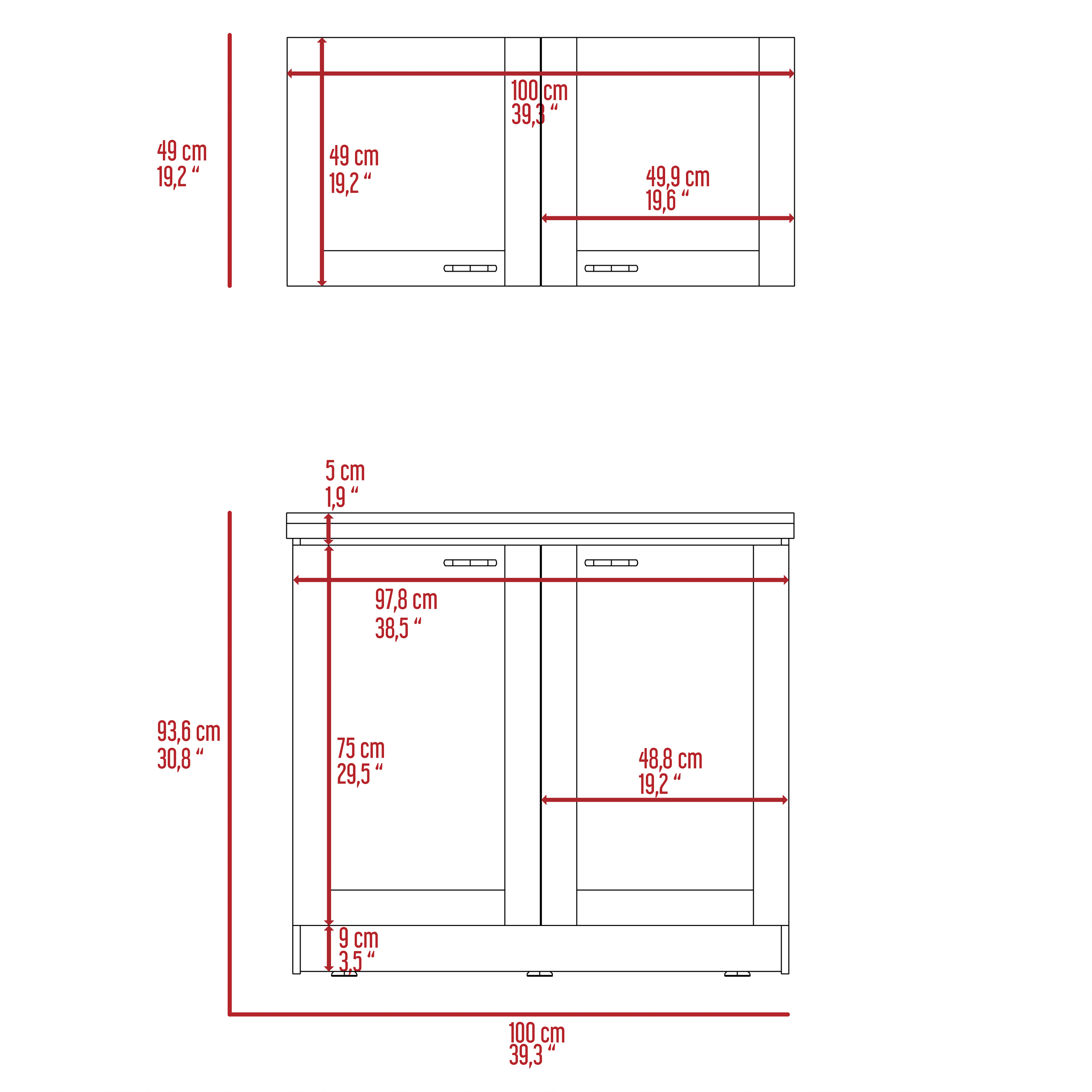 Cambridge 2-piece Rectangle Cabinet Set White