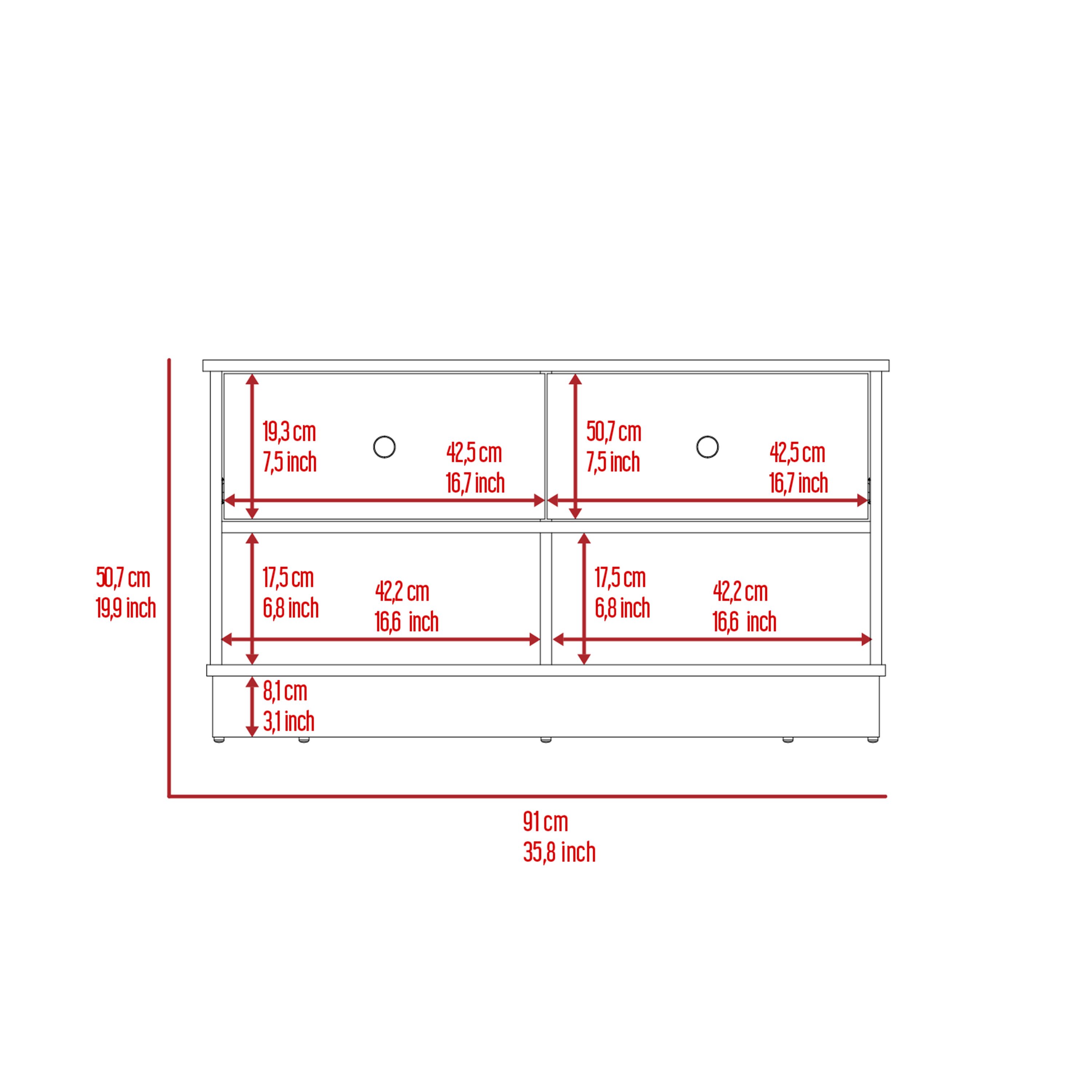 Light Oak Rectangle 2-Shelf 2-Drawer Storage Bench