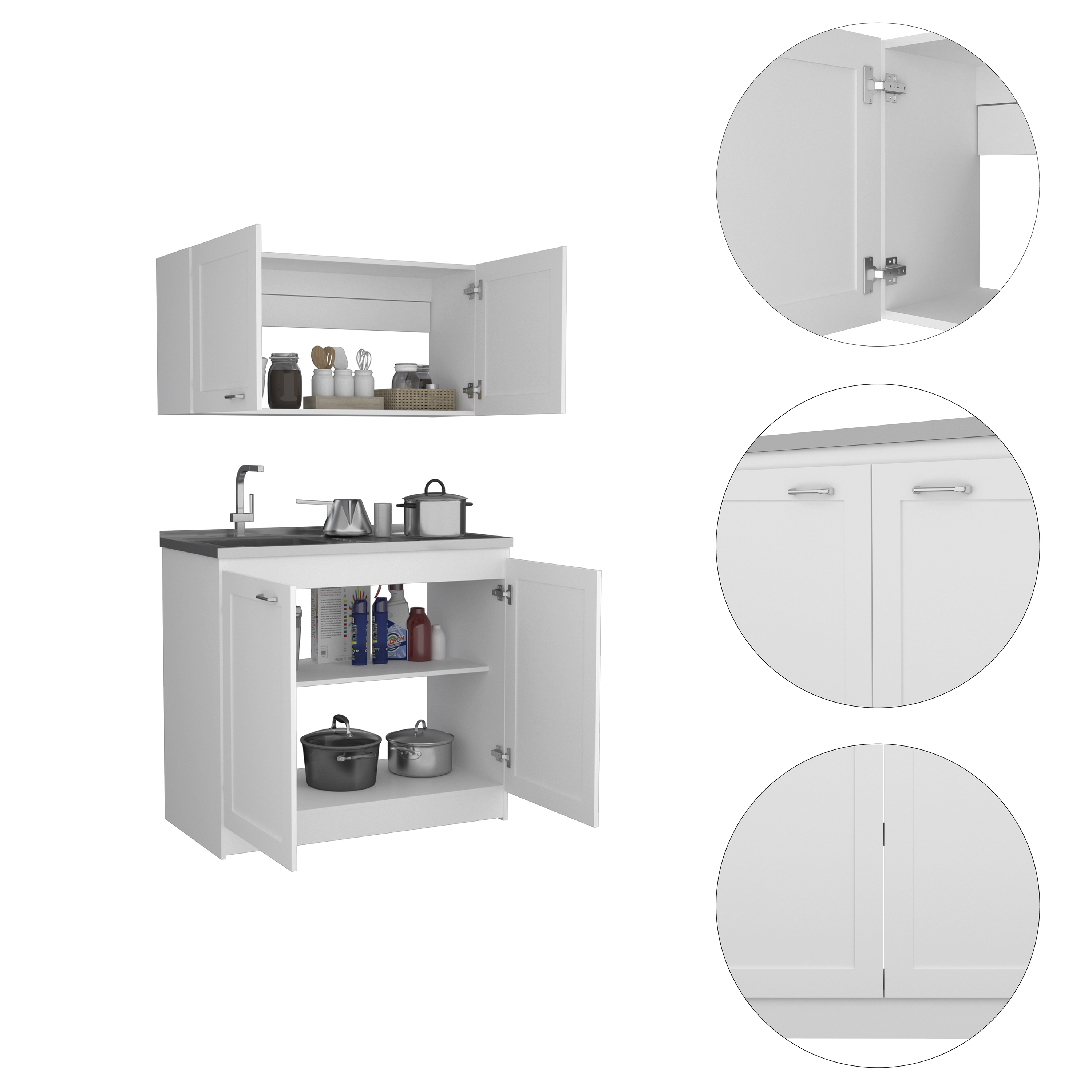 Cambridge 2-piece Rectangle Cabinet Set White