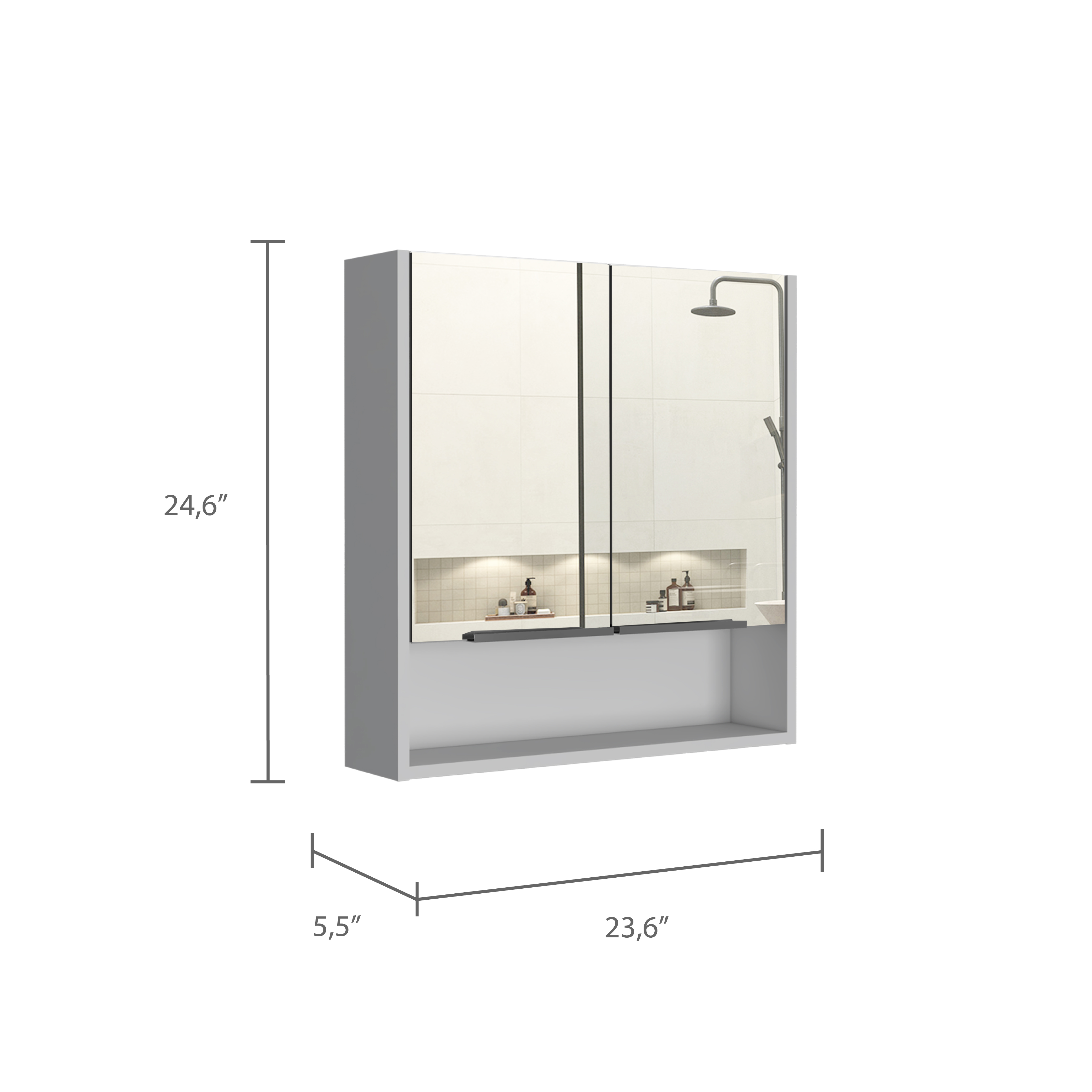 Manchester Rectangle Medicine Cabinet with Mirror White