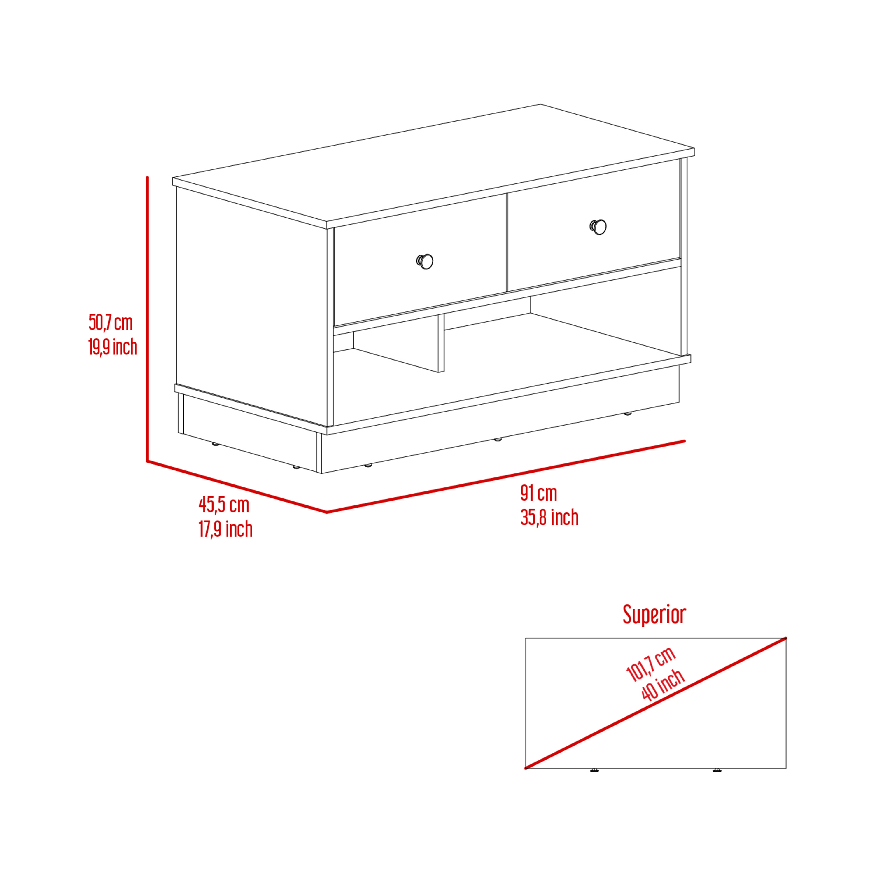 Light Oak Rectangle 2-Shelf 2-Drawer Storage Bench