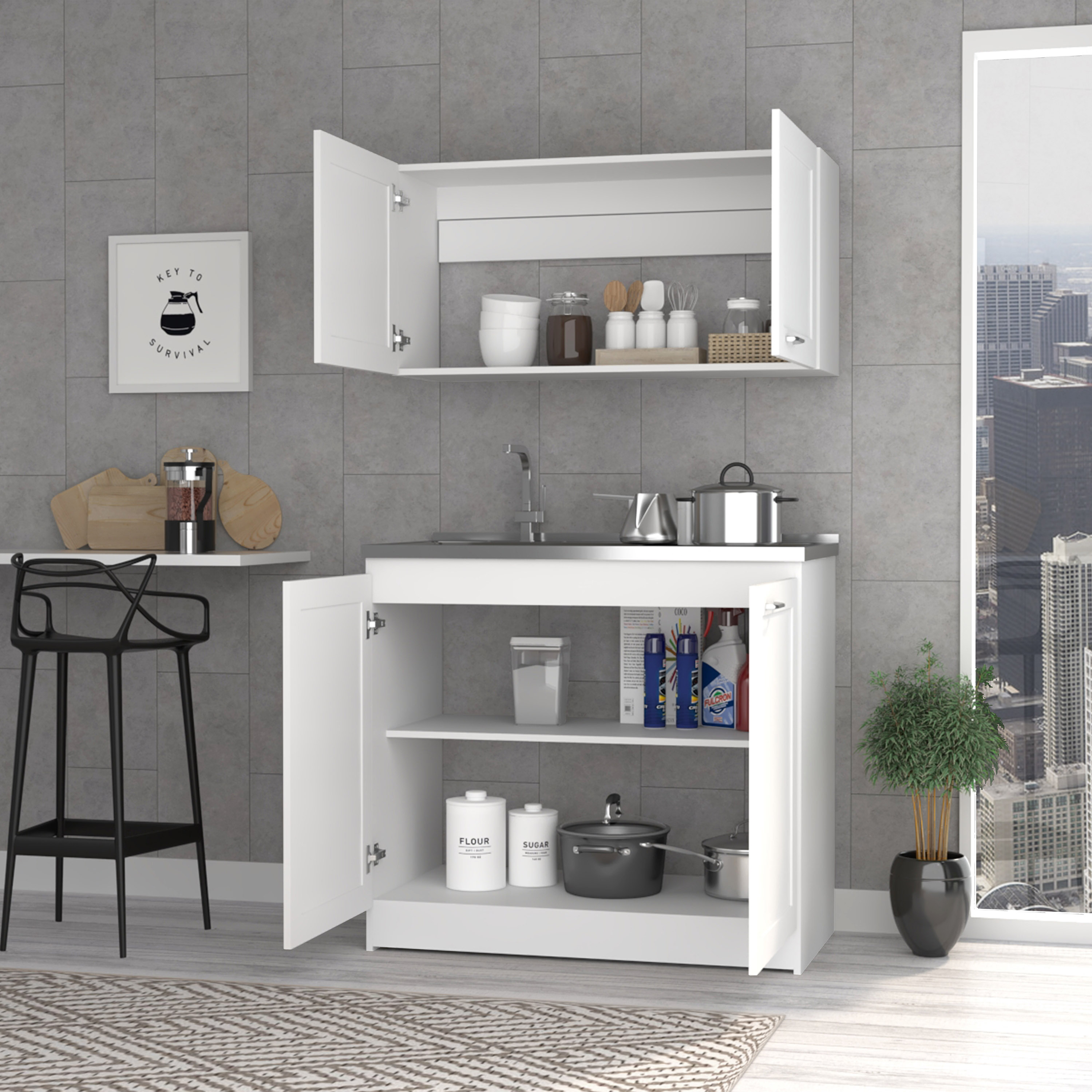 Cambridge 2-piece Rectangle Cabinet Set White