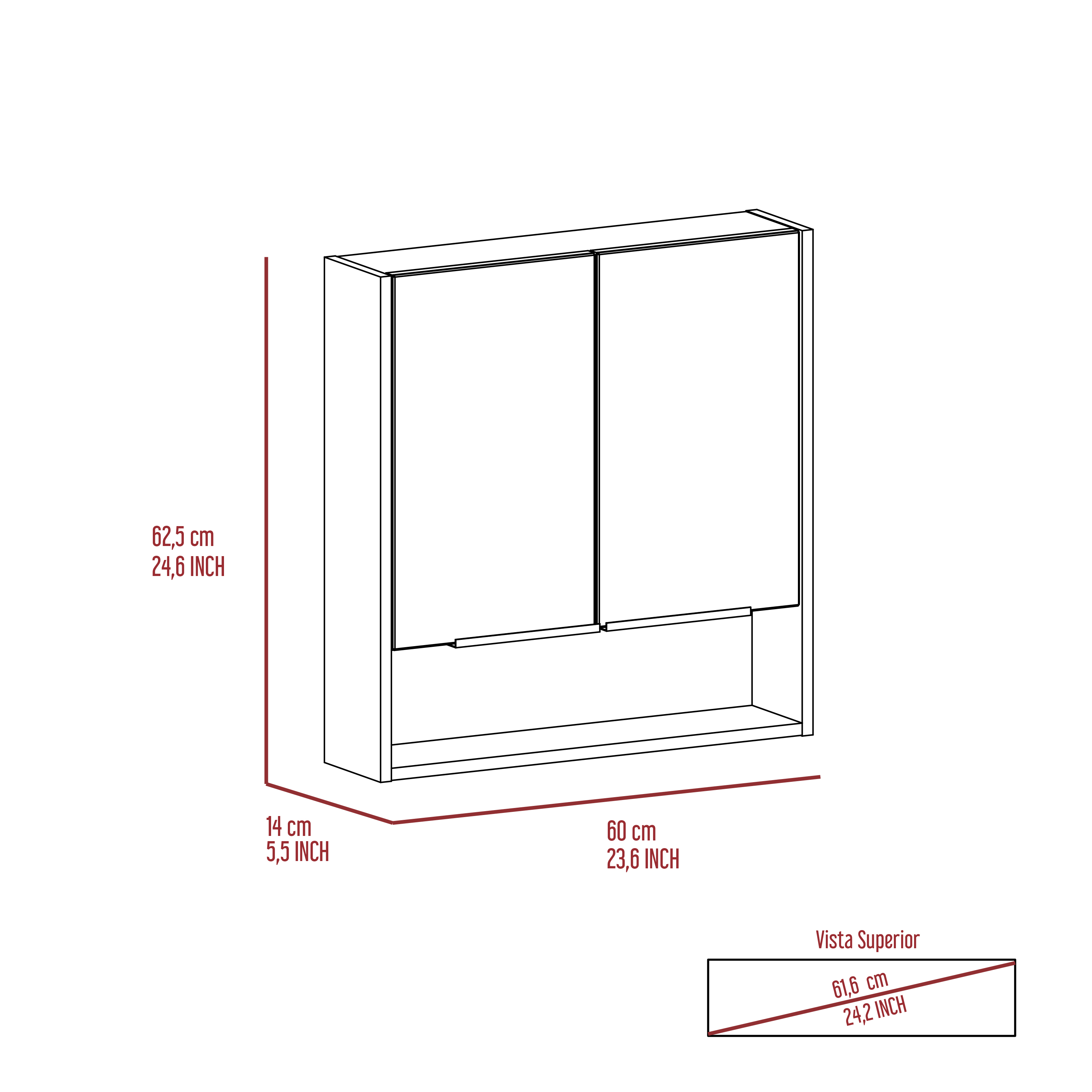 Manchester Rectangle Medicine Cabinet with Mirror White