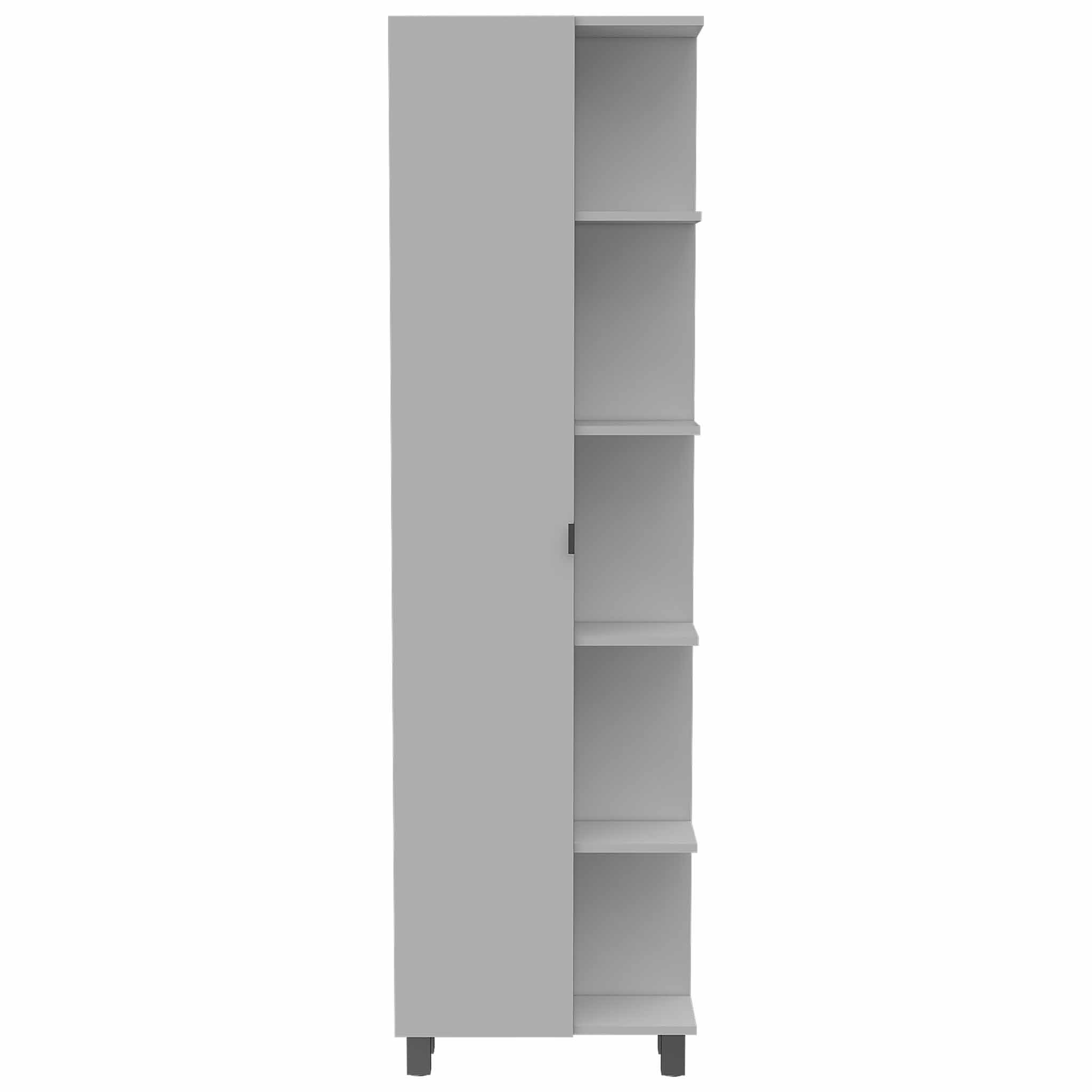 White 5-Shelf Linen Cabinet