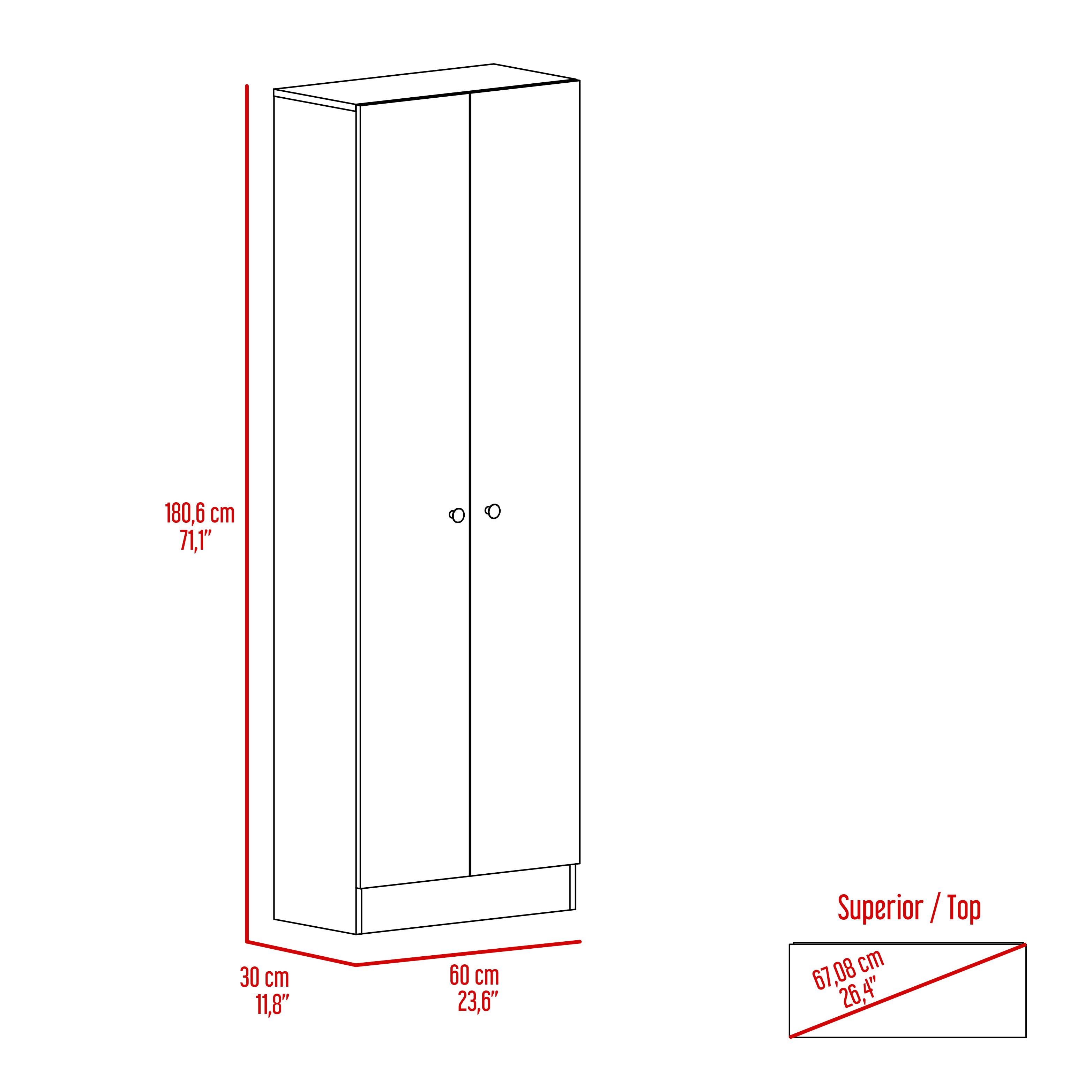 Buxton Rectangle 2-Door Storage Tall Cabinet Light Oak and Black Wengue