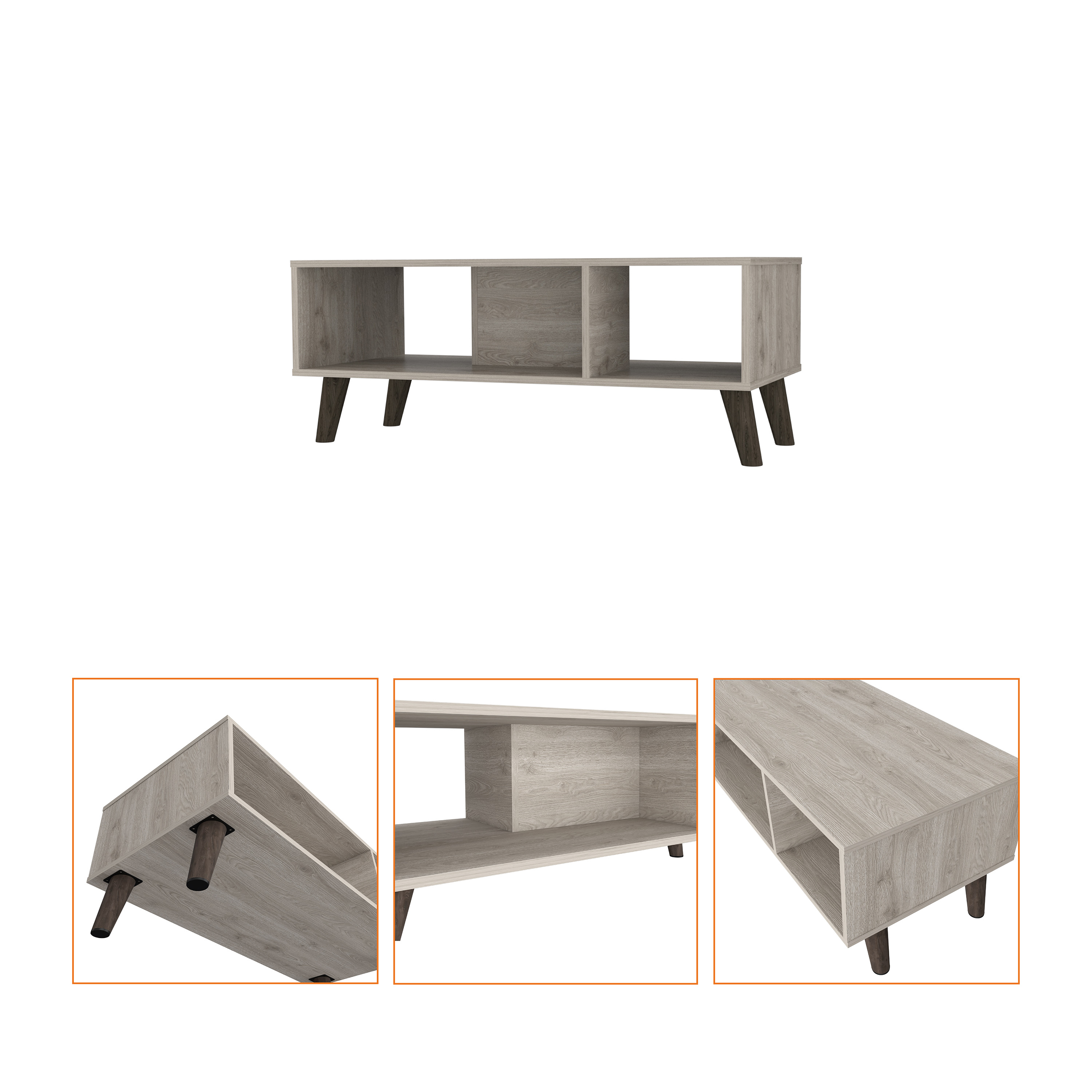 Light Grey 2-Shelf Rectangle Coffee Table