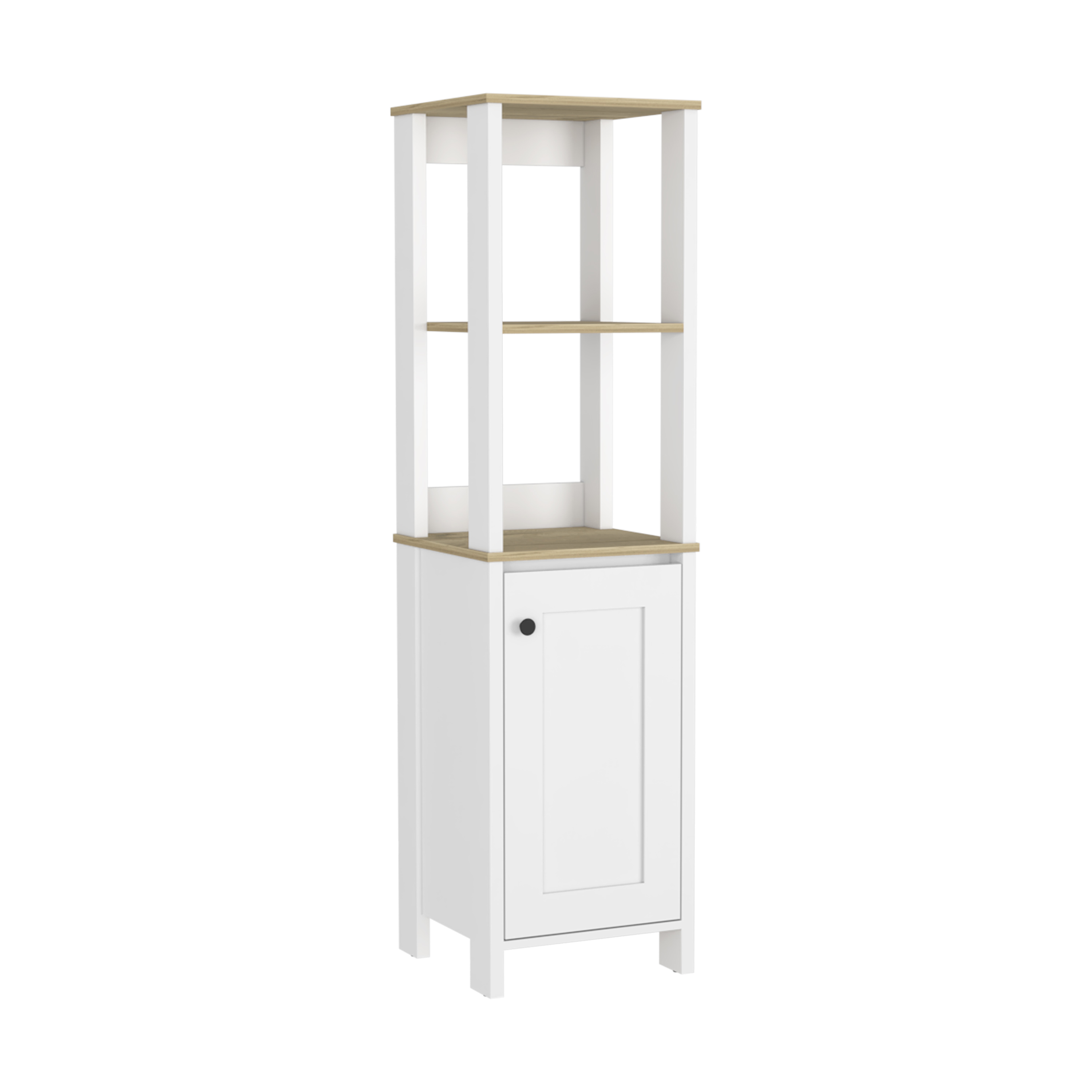 Hanover 4-Shelf Linen Cabinet Light Oak and White