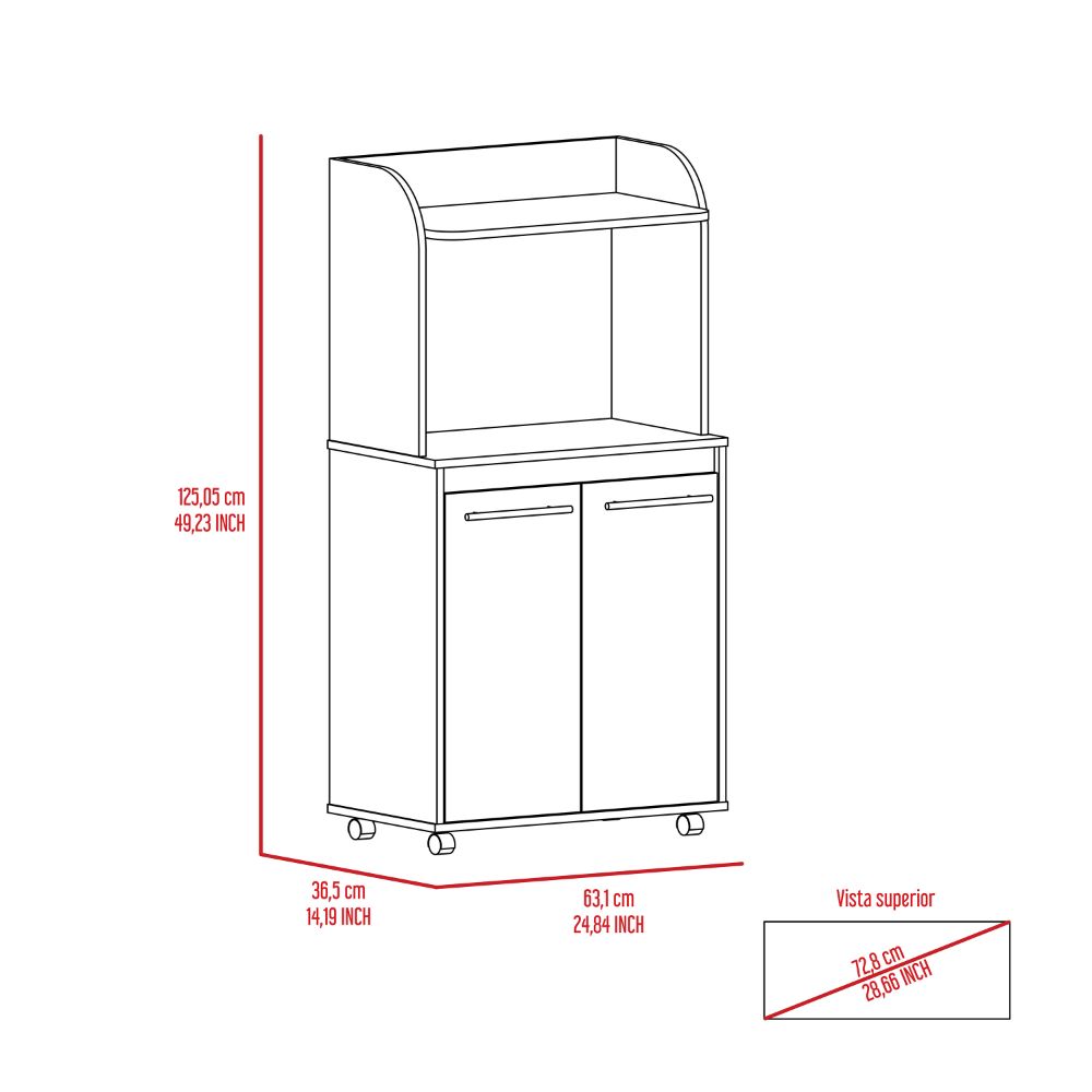 Black Wengue 1-Shelf 2-Door Kitchen Pantry