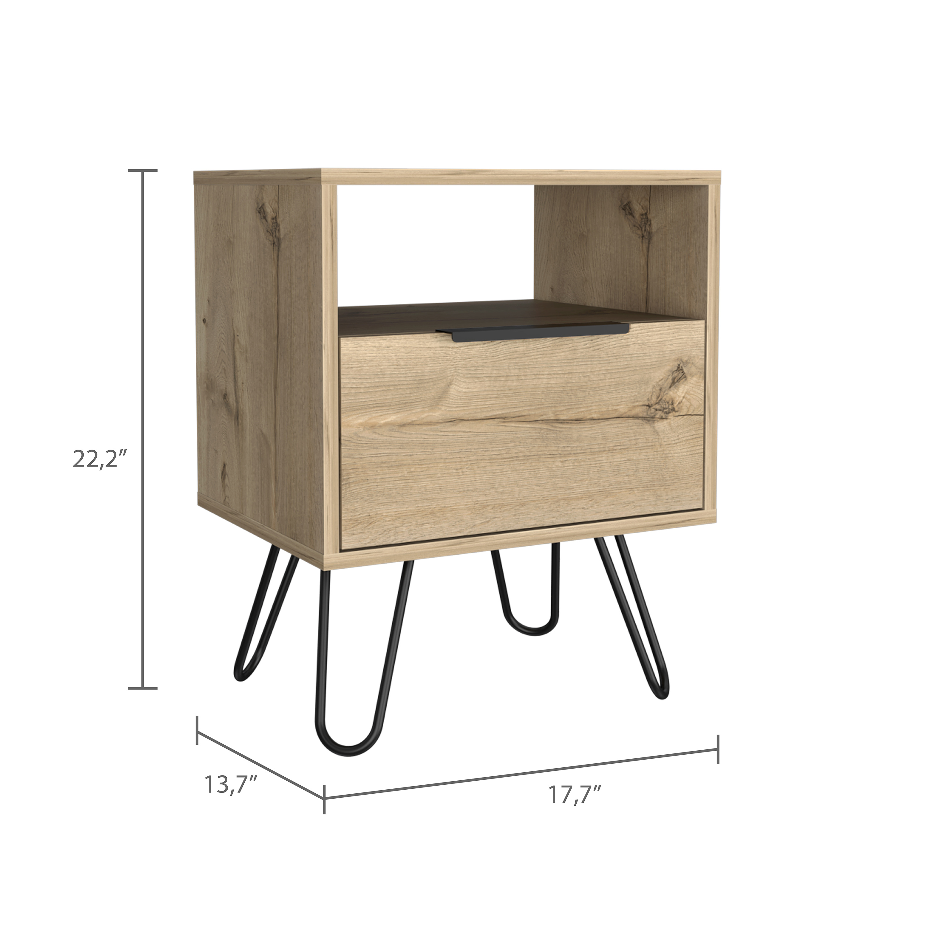 Light Oak 1-Shelf 1-Drawer Nightstand