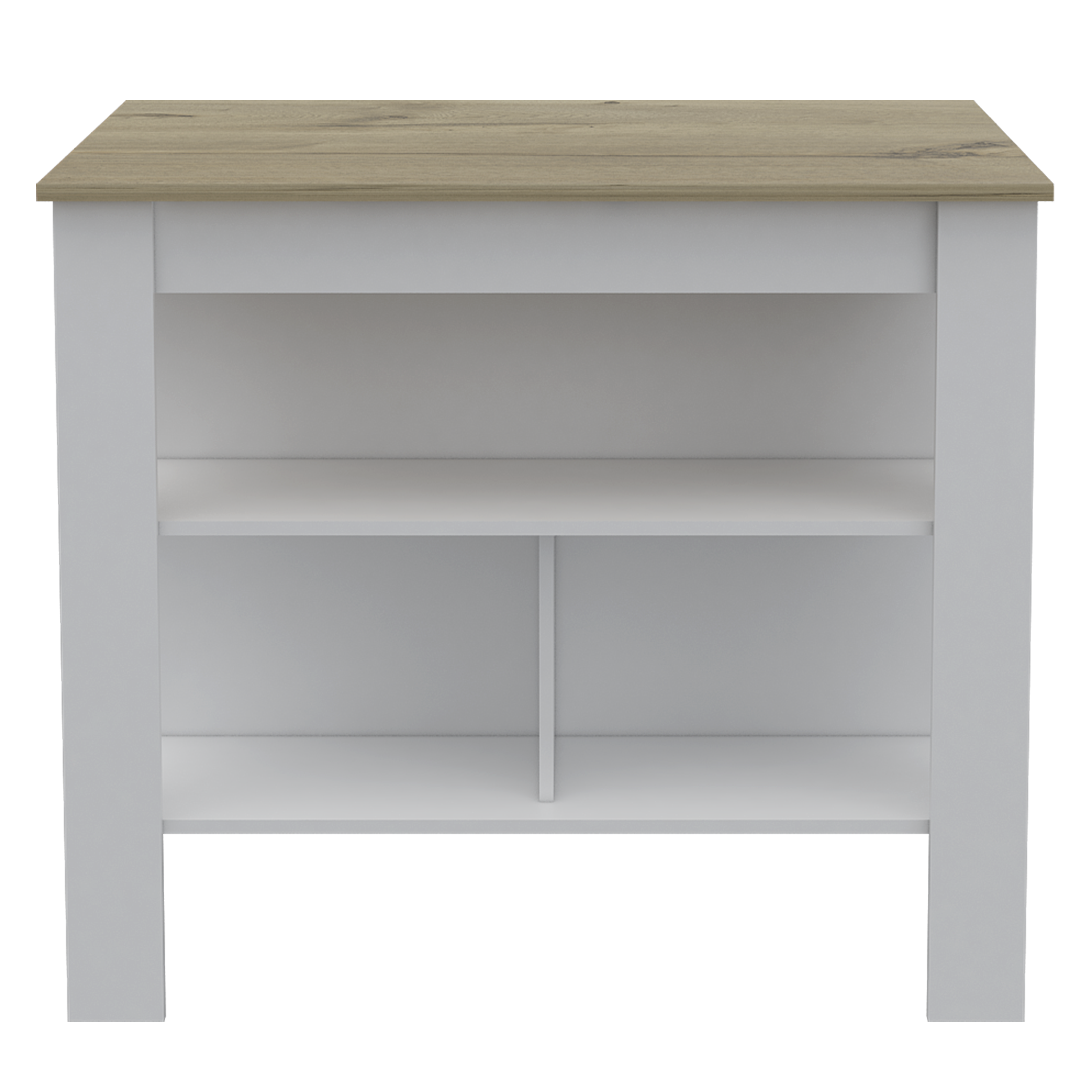 Rockaway 3-Shelf Kitchen Island White and Light Oak