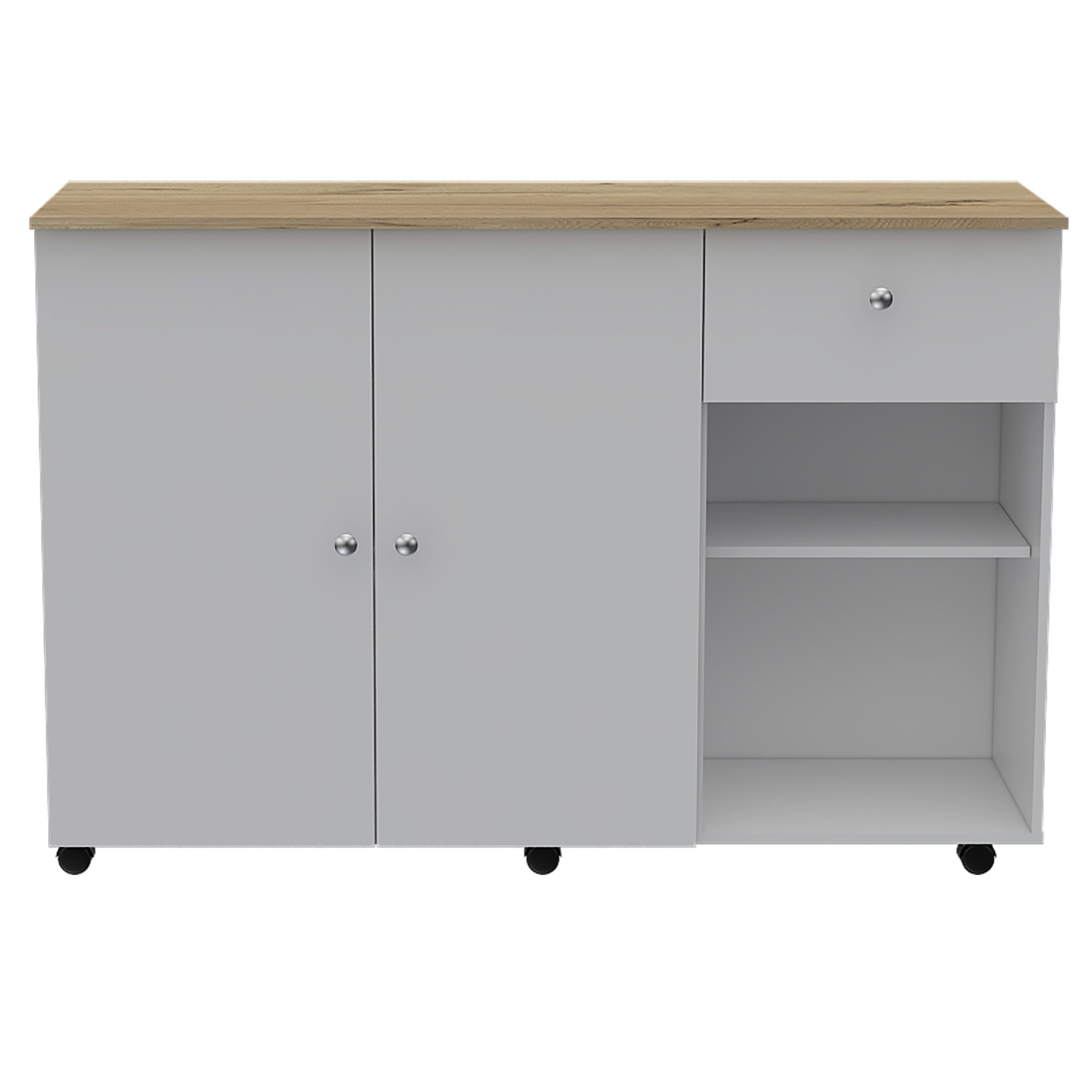 Sayville 2-Drawer 2-Shelf Kitchen Island White and Pine