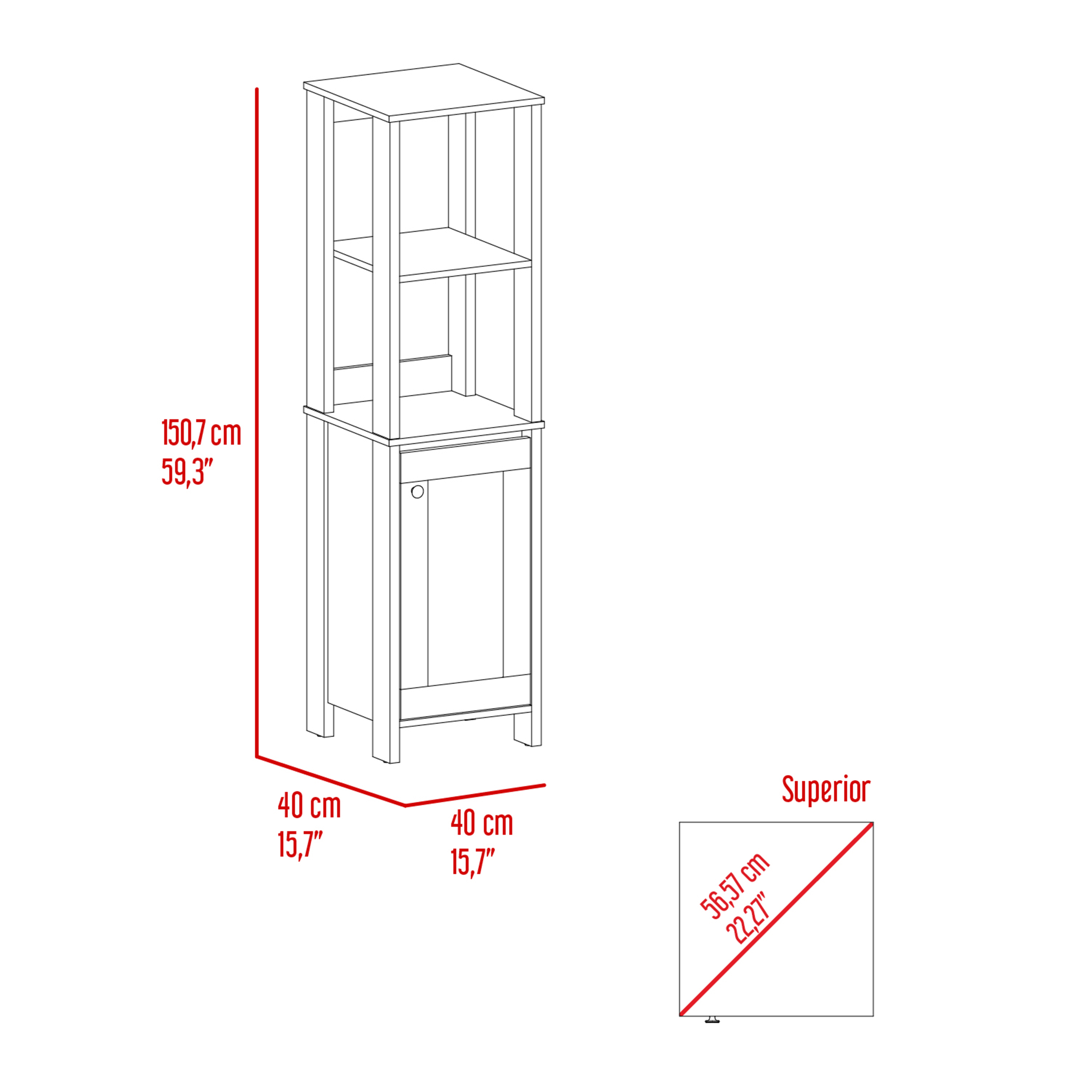 Hanover 4-Shelf Linen Cabinet Light Grey