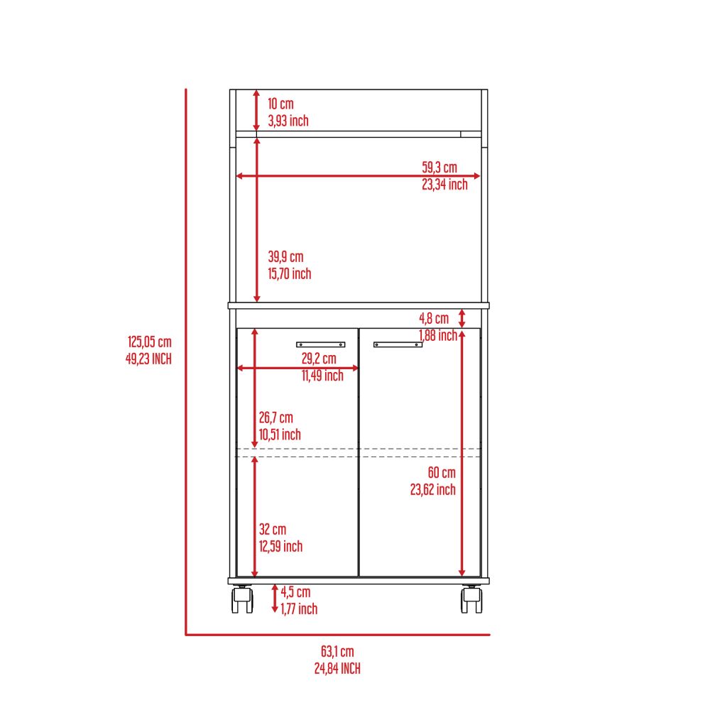 Black Wengue 1-Shelf 2-Door Kitchen Pantry