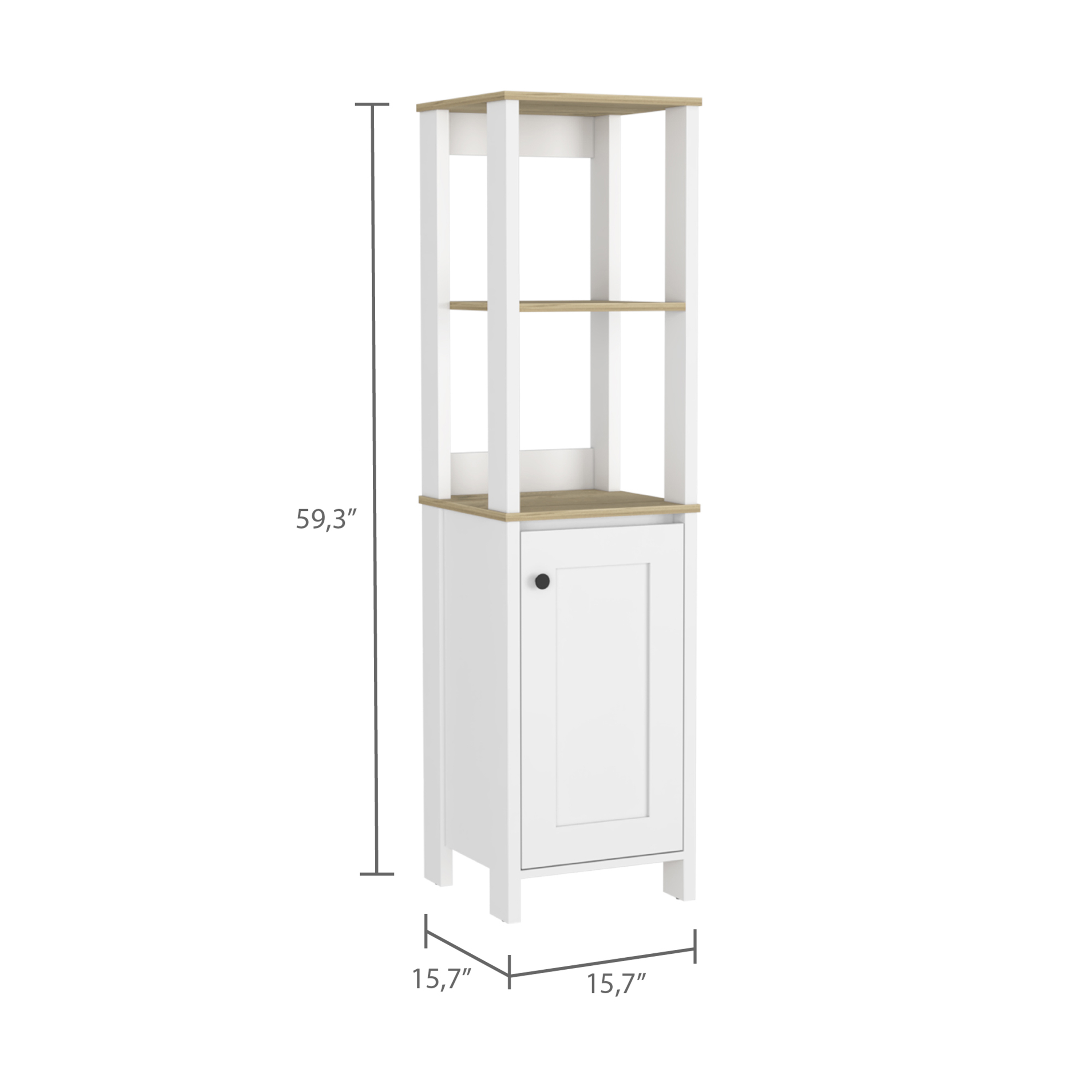 Hanover 4-Shelf Linen Cabinet Light Oak and White