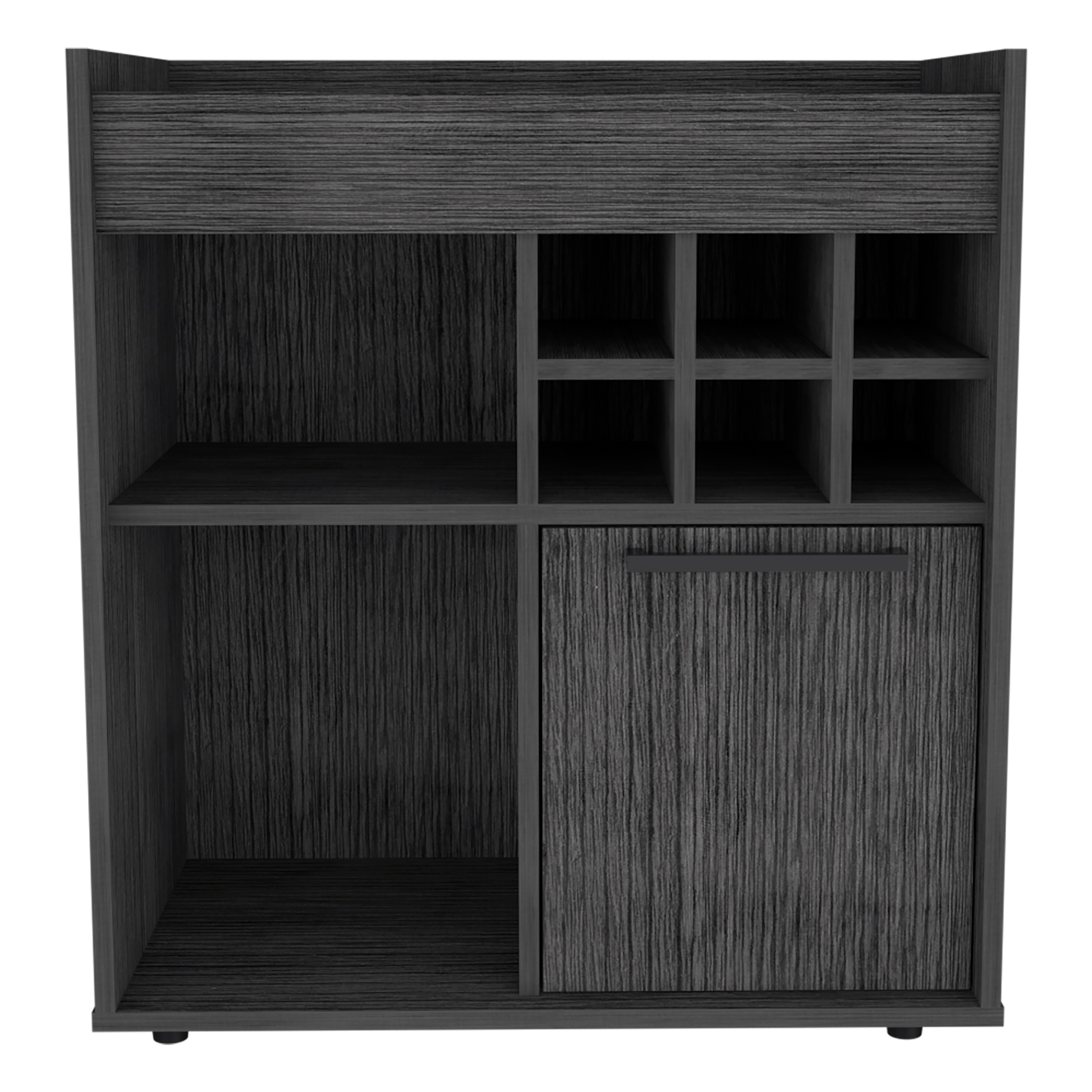 Smokey Oak 6-Bottle 2-Shelf Bar Cabinet