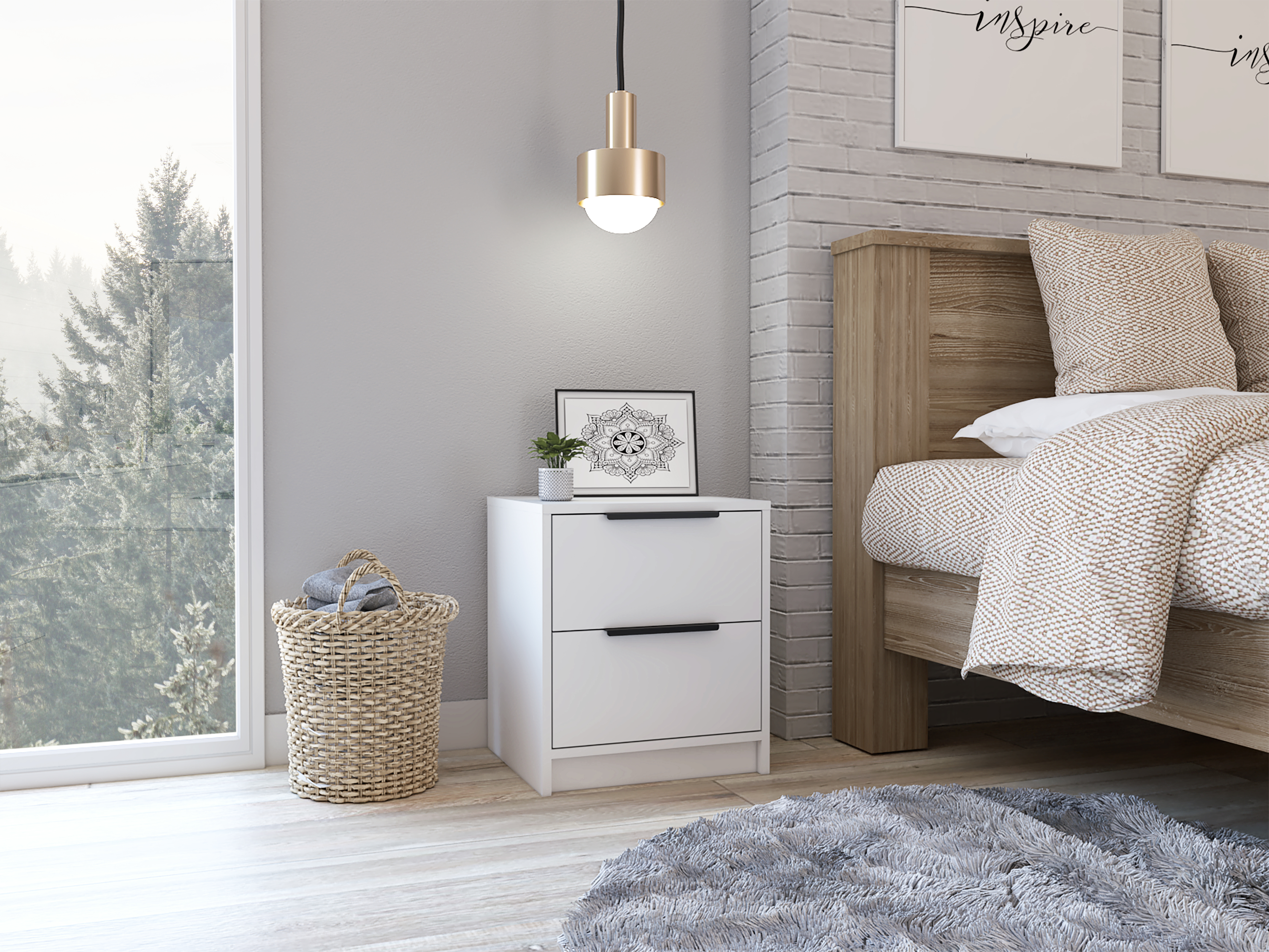 Cannon 2-Drawer Nightstand White