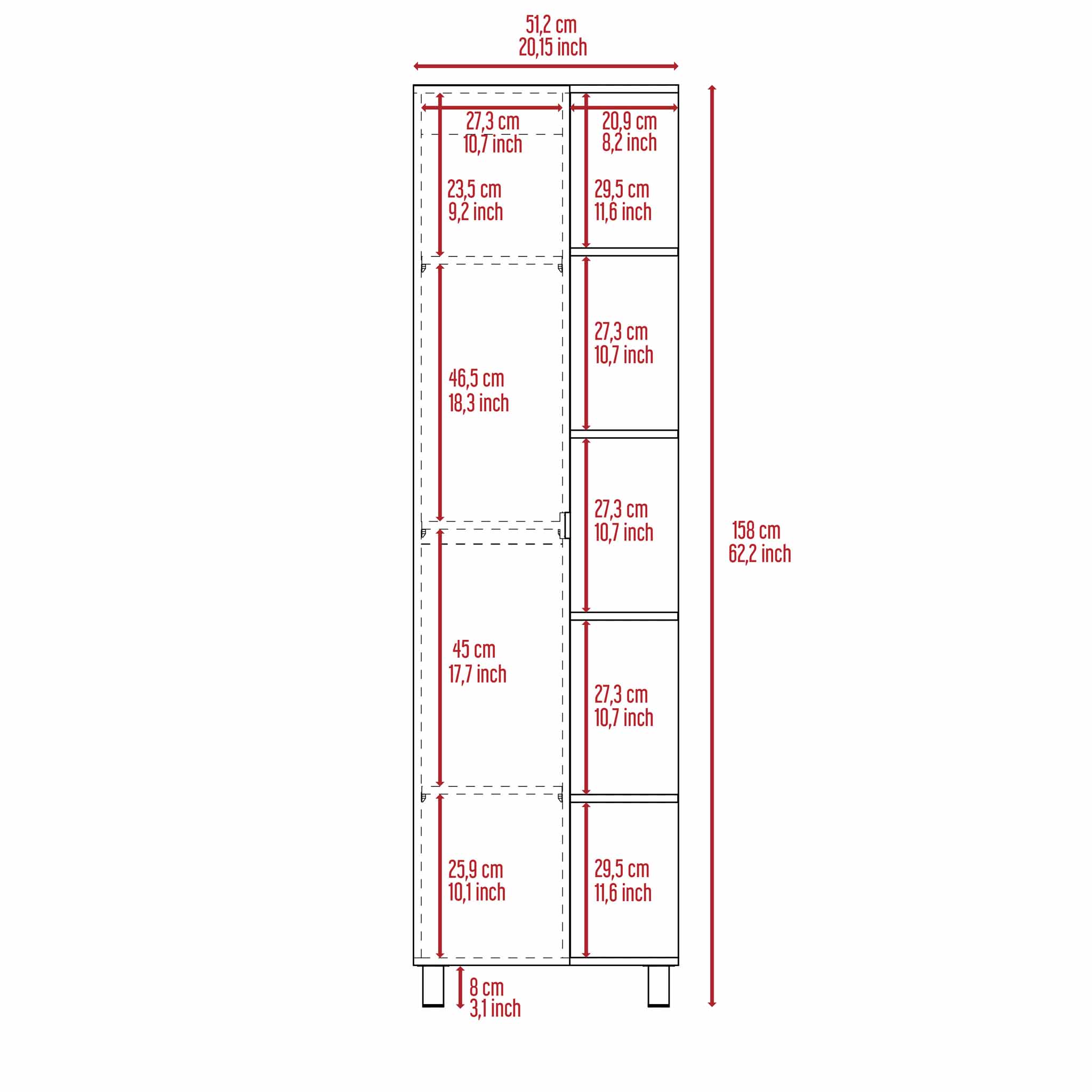 White 5-Shelf Linen Cabinet