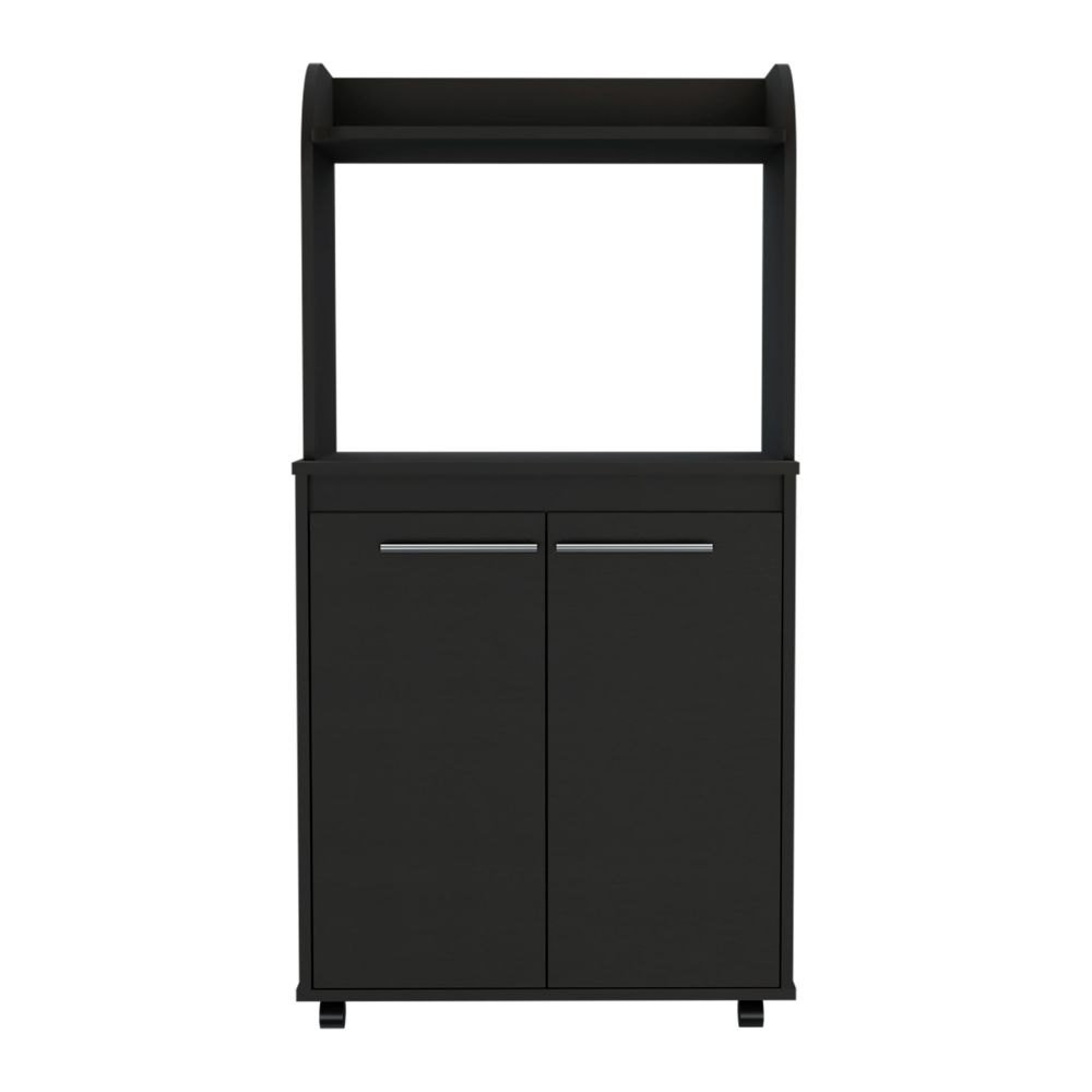 Black Wengue 1-Shelf 2-Door Kitchen Pantry