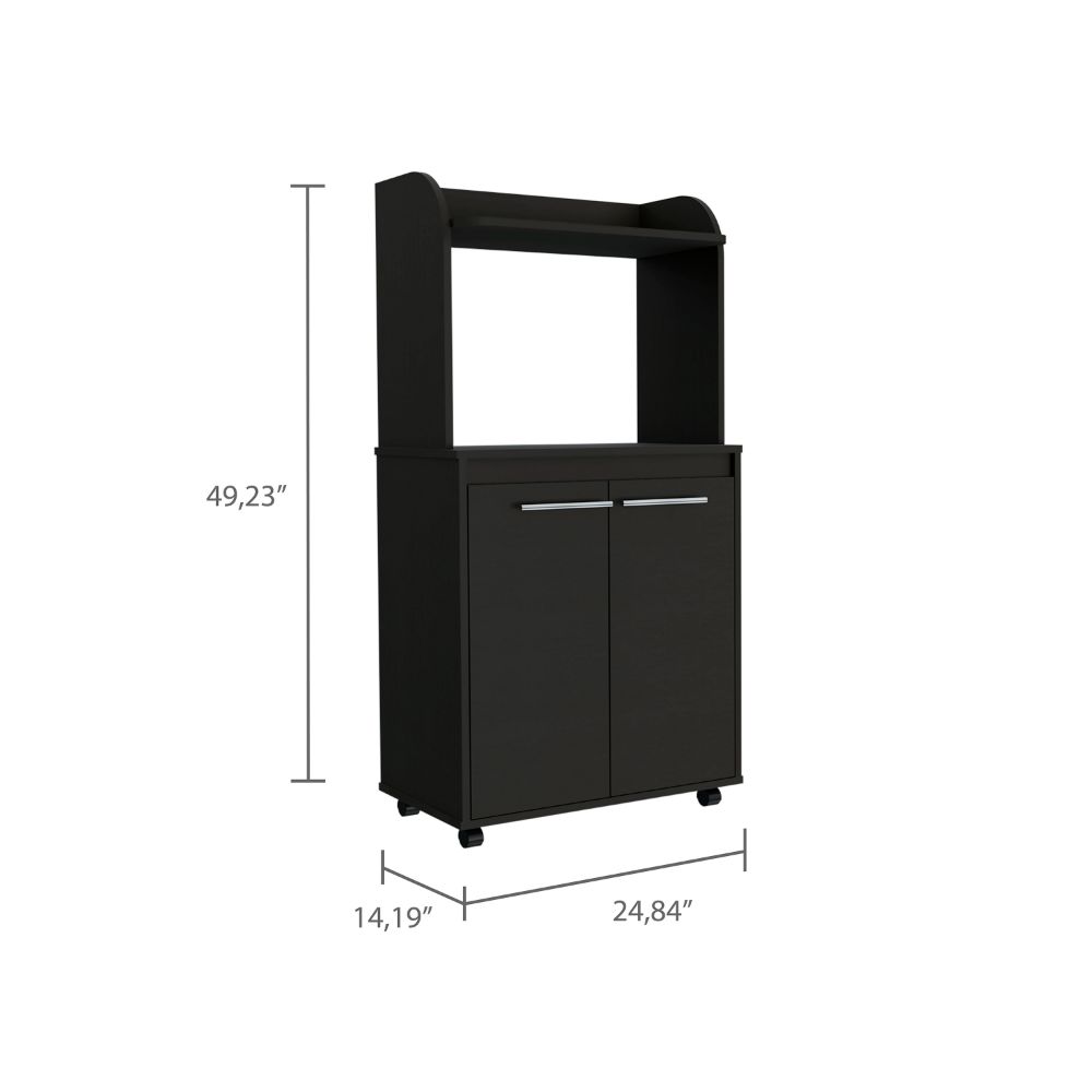 Black Wengue 1-Shelf 2-Door Kitchen Pantry