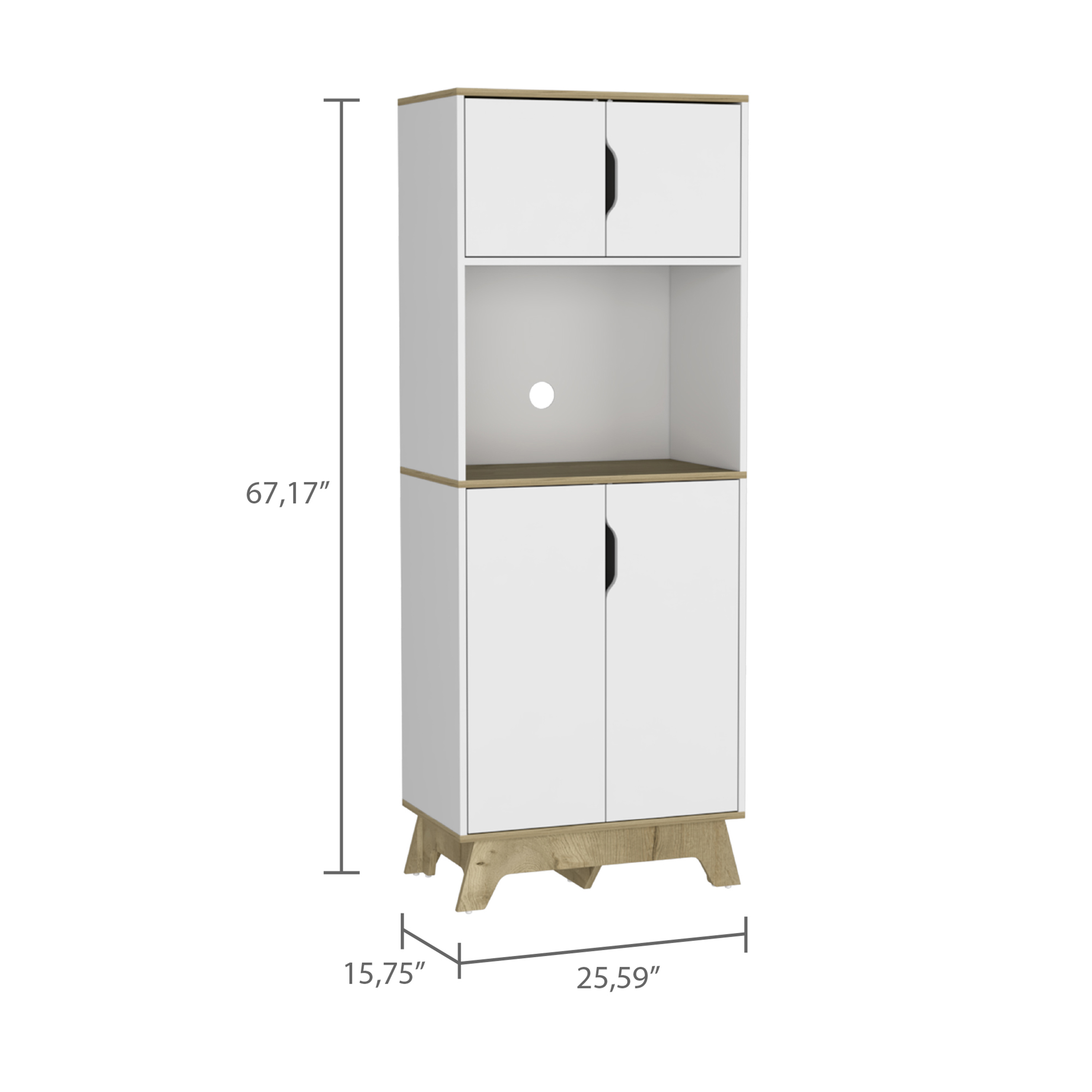 Danville 1-Drawer Microwave Pantry Cabinet Light Oak and White