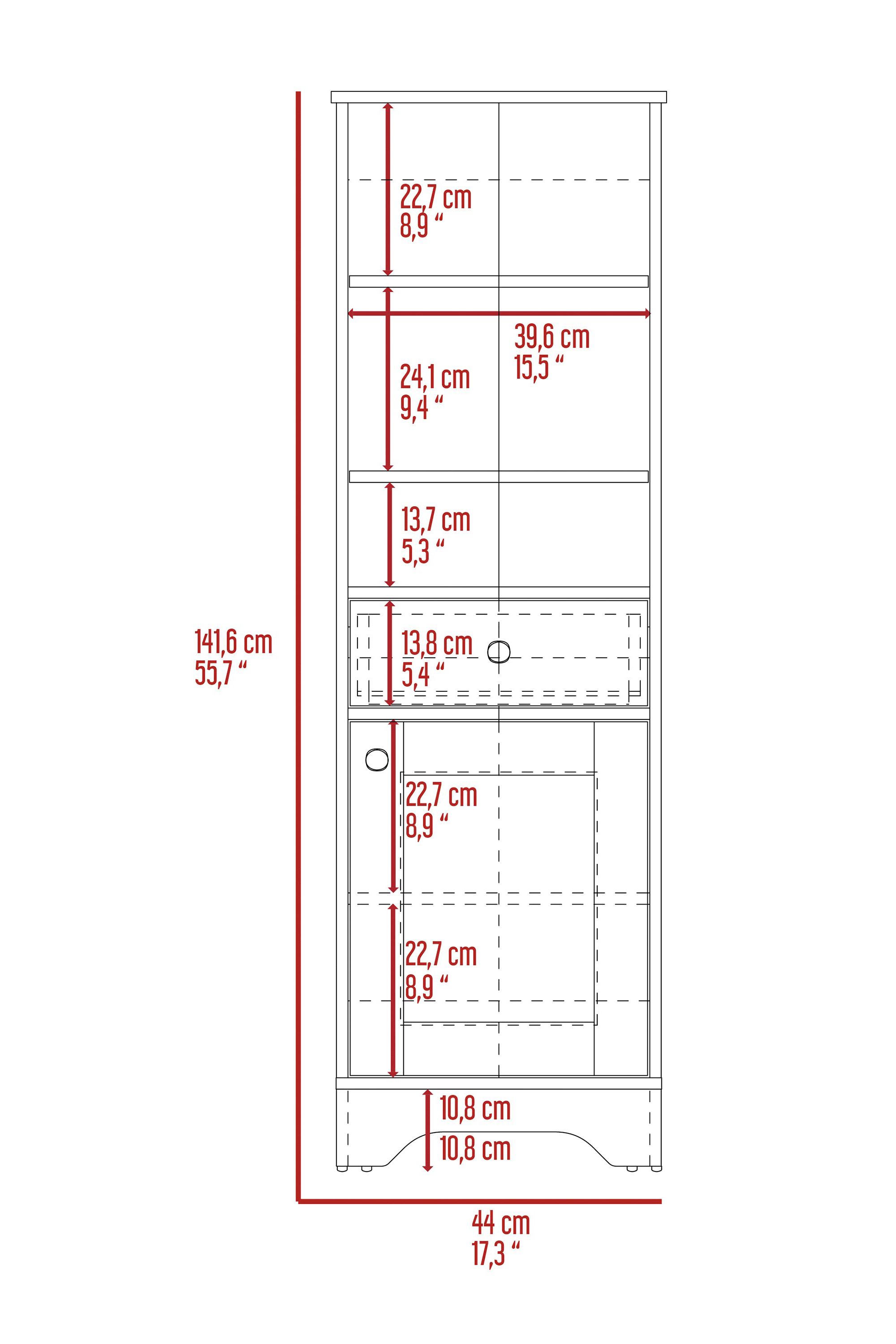 Light Grey 1-Drawer 3-Shelf Linen Cabinet