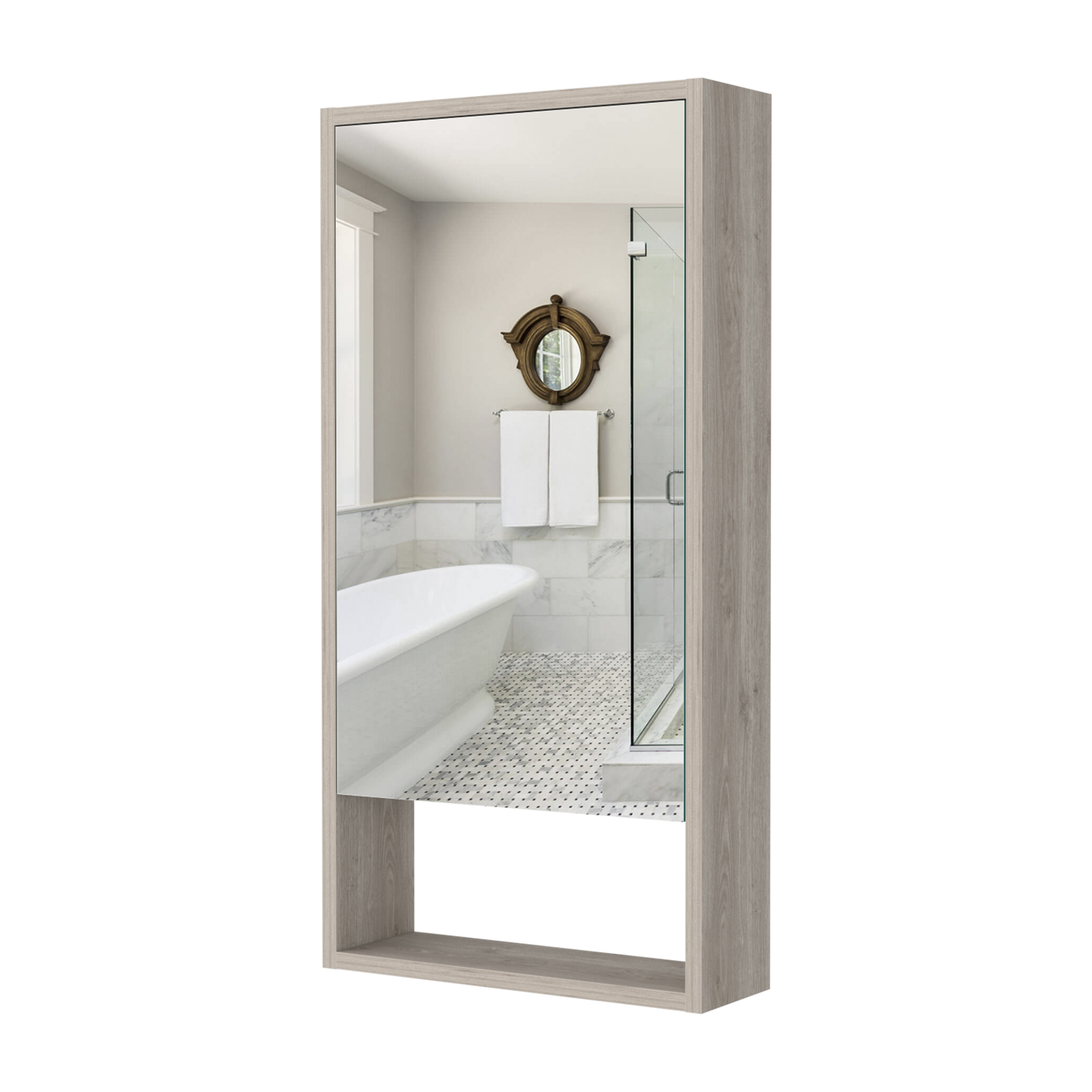 Burlington Rectangle Medicine Cabinet with Mirror Light Grey