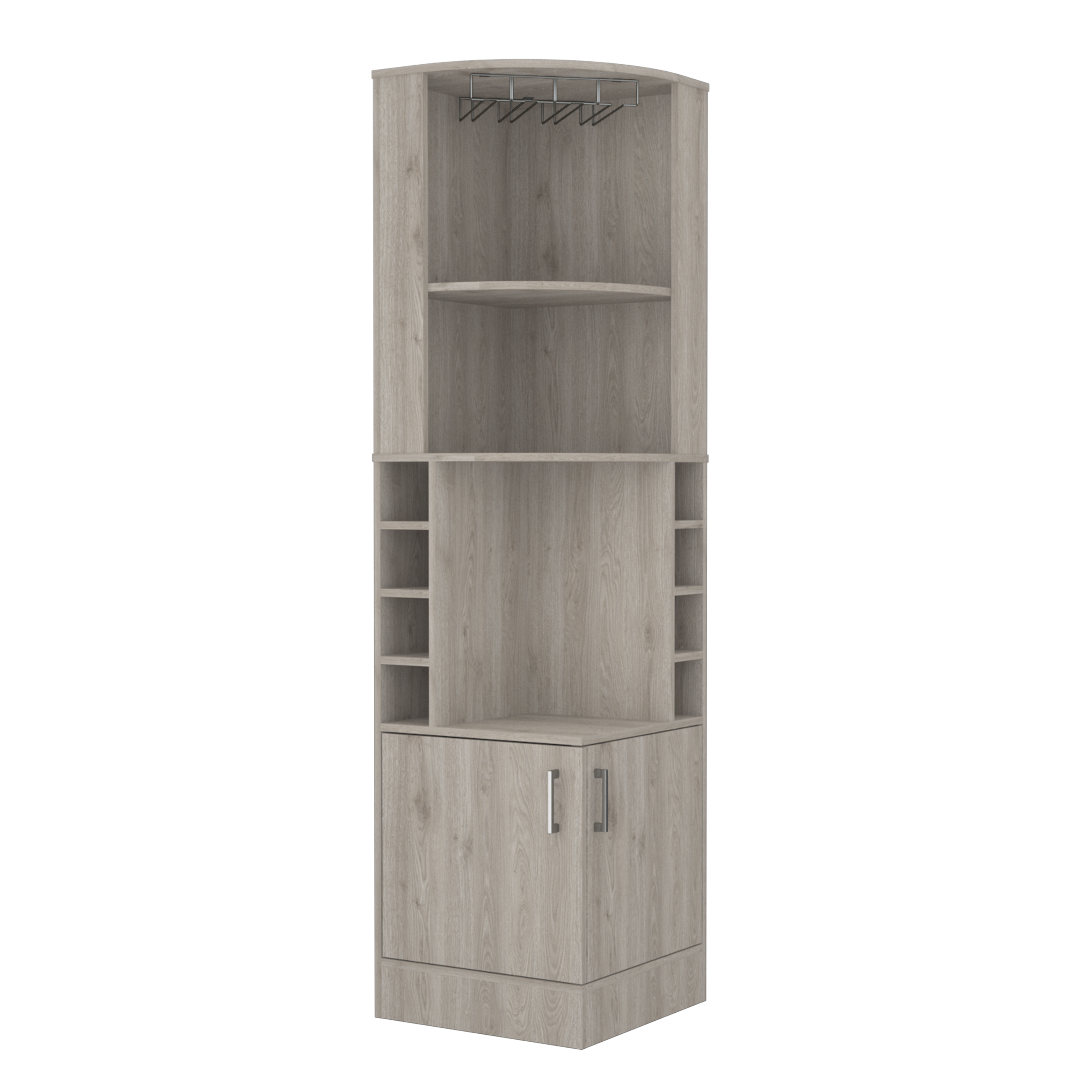 Light Gray 8-Bottle 2-Shelf Bar Cabinet