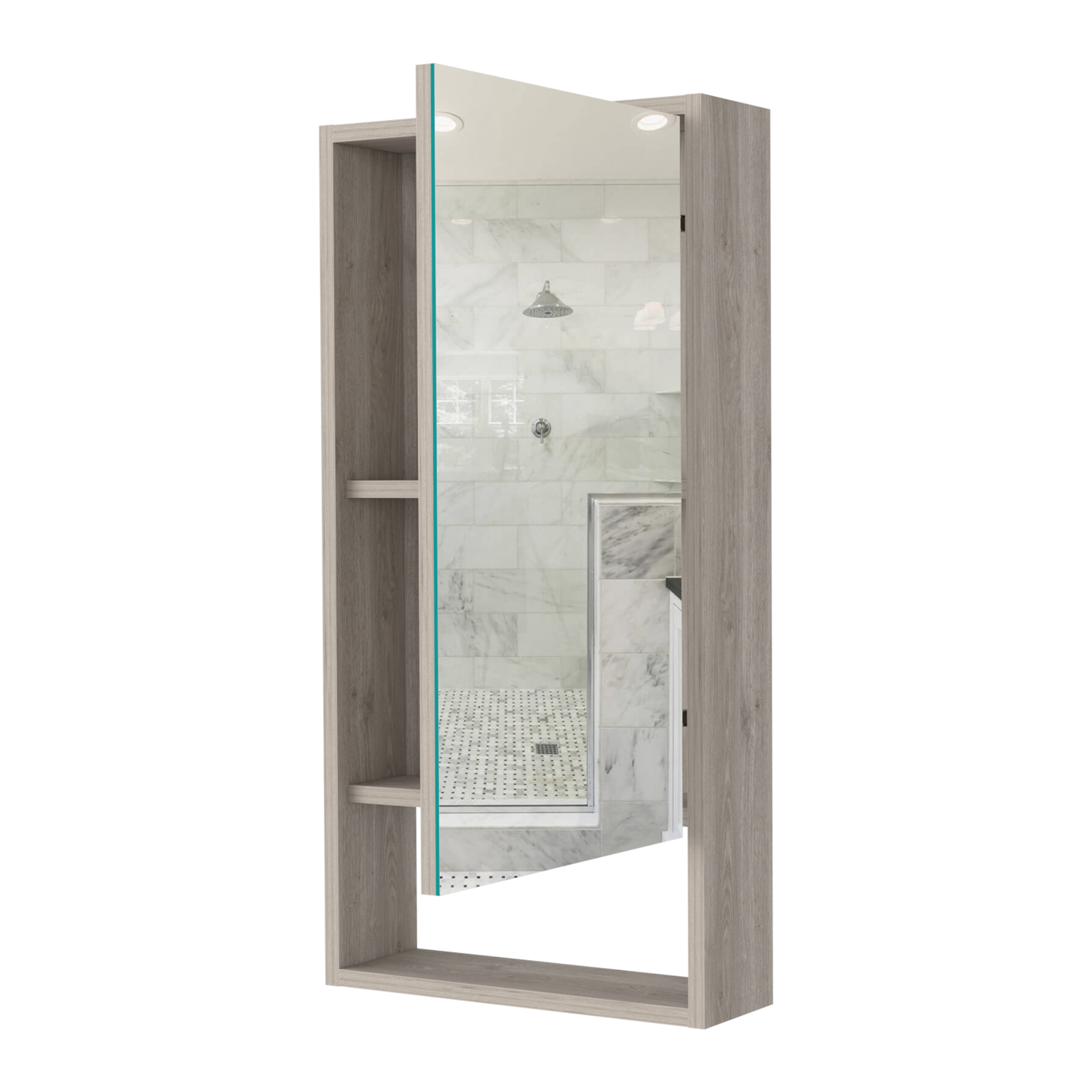 Burlington Rectangle Medicine Cabinet with Mirror Light Grey