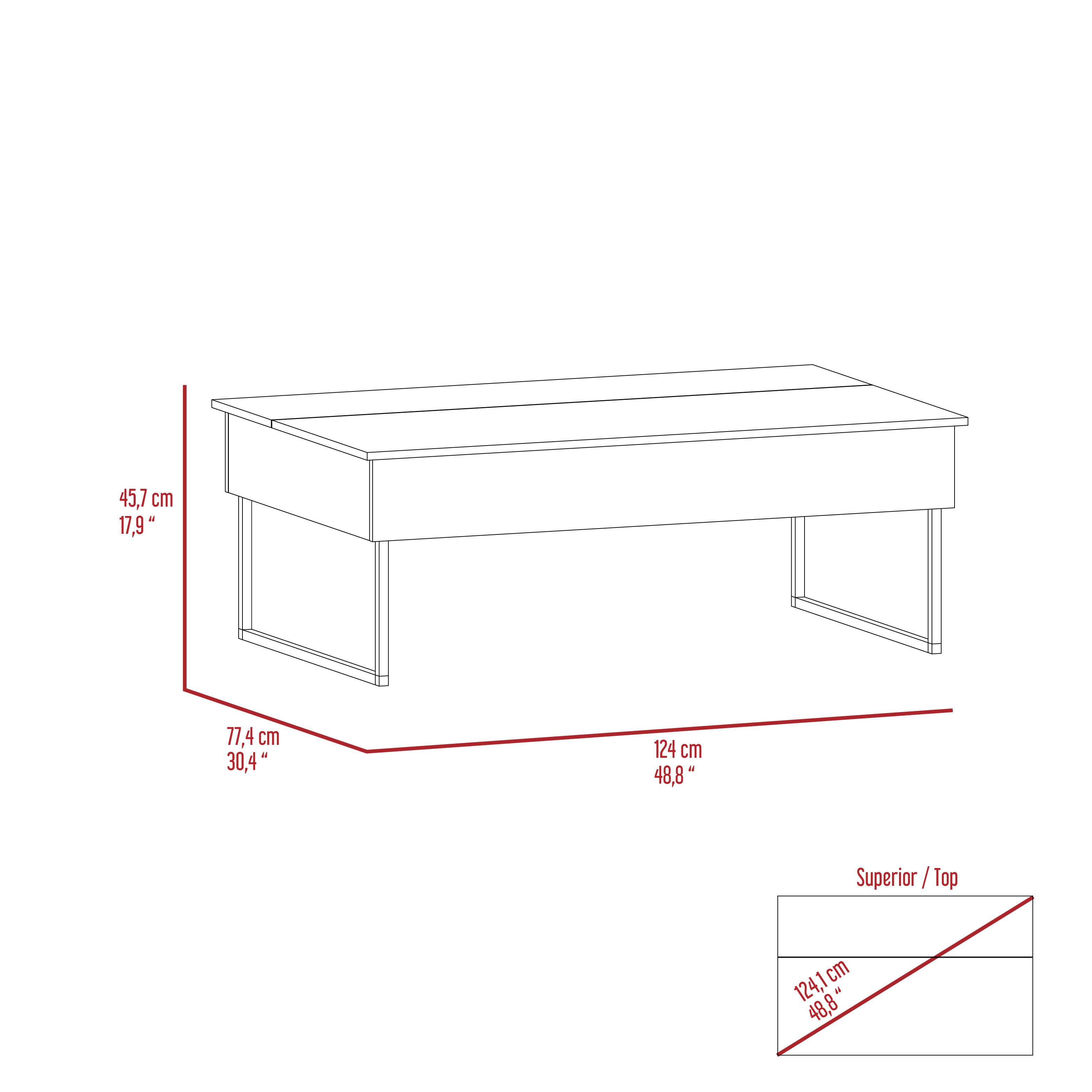 Suffolk Rectangle Lift Top  Coffee Table Carbon Espresso