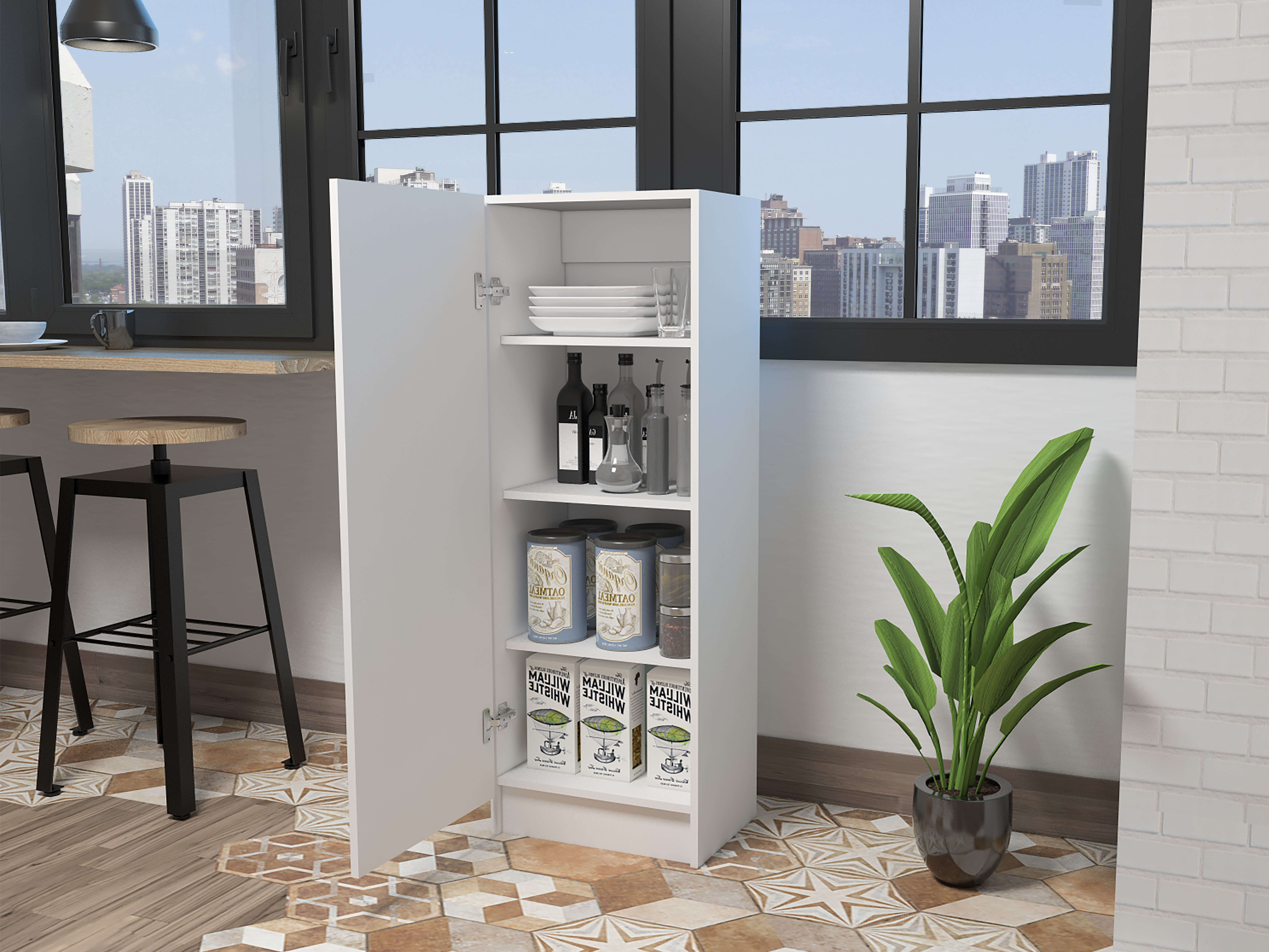 Richmond Rectangle Pantry Cabinet White