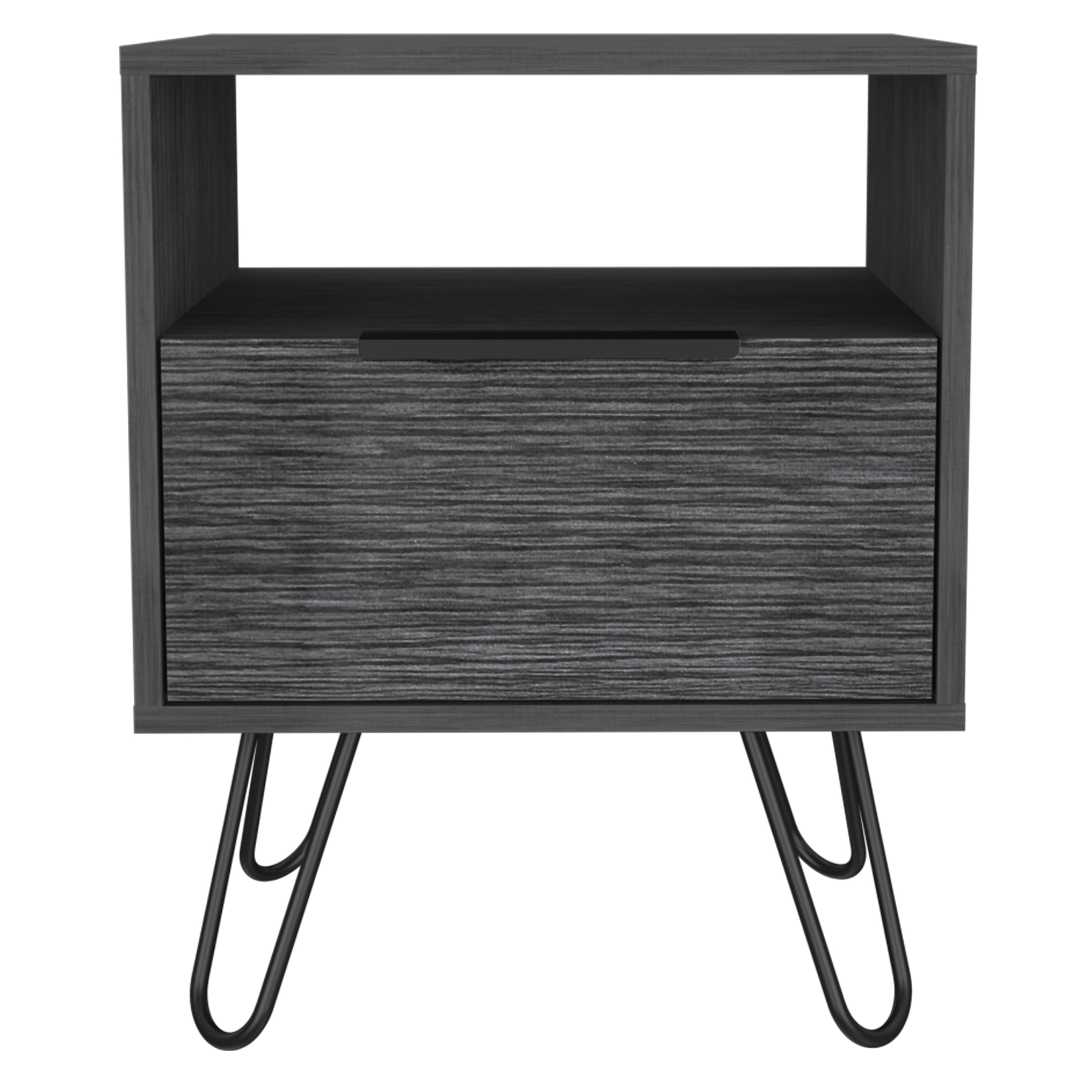 Smokey Oak 1-Shelf 1-Drawer Nightstand