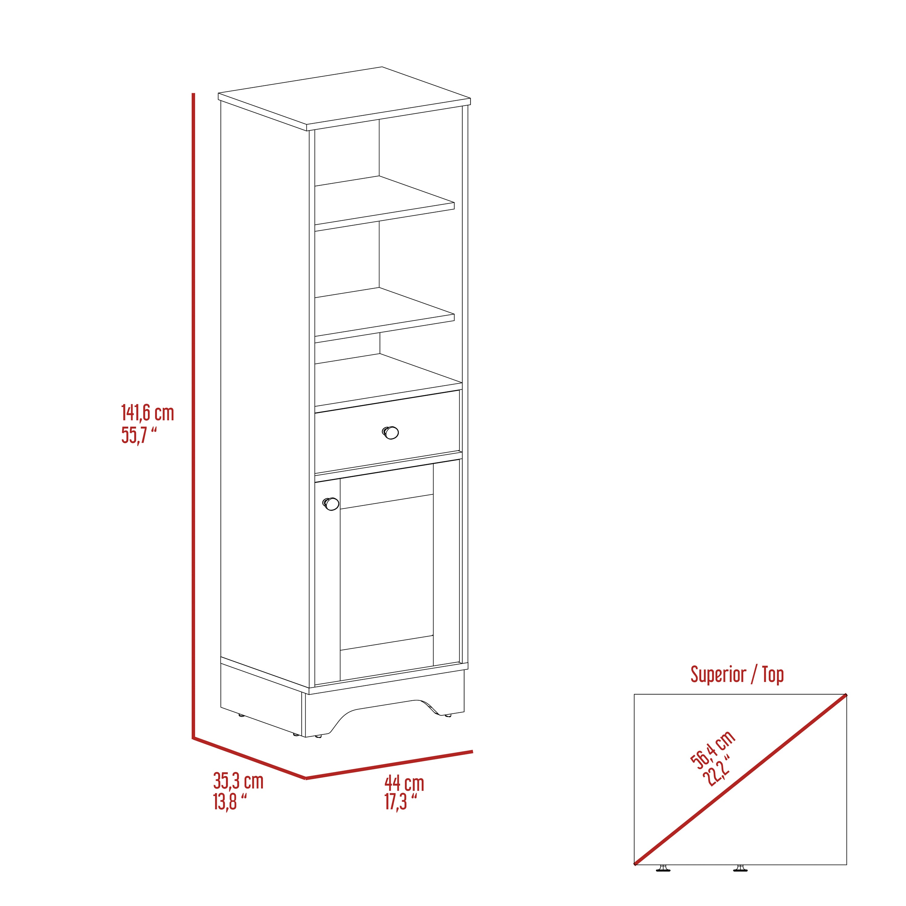 Light Grey 1-Drawer 3-Shelf Linen Cabinet