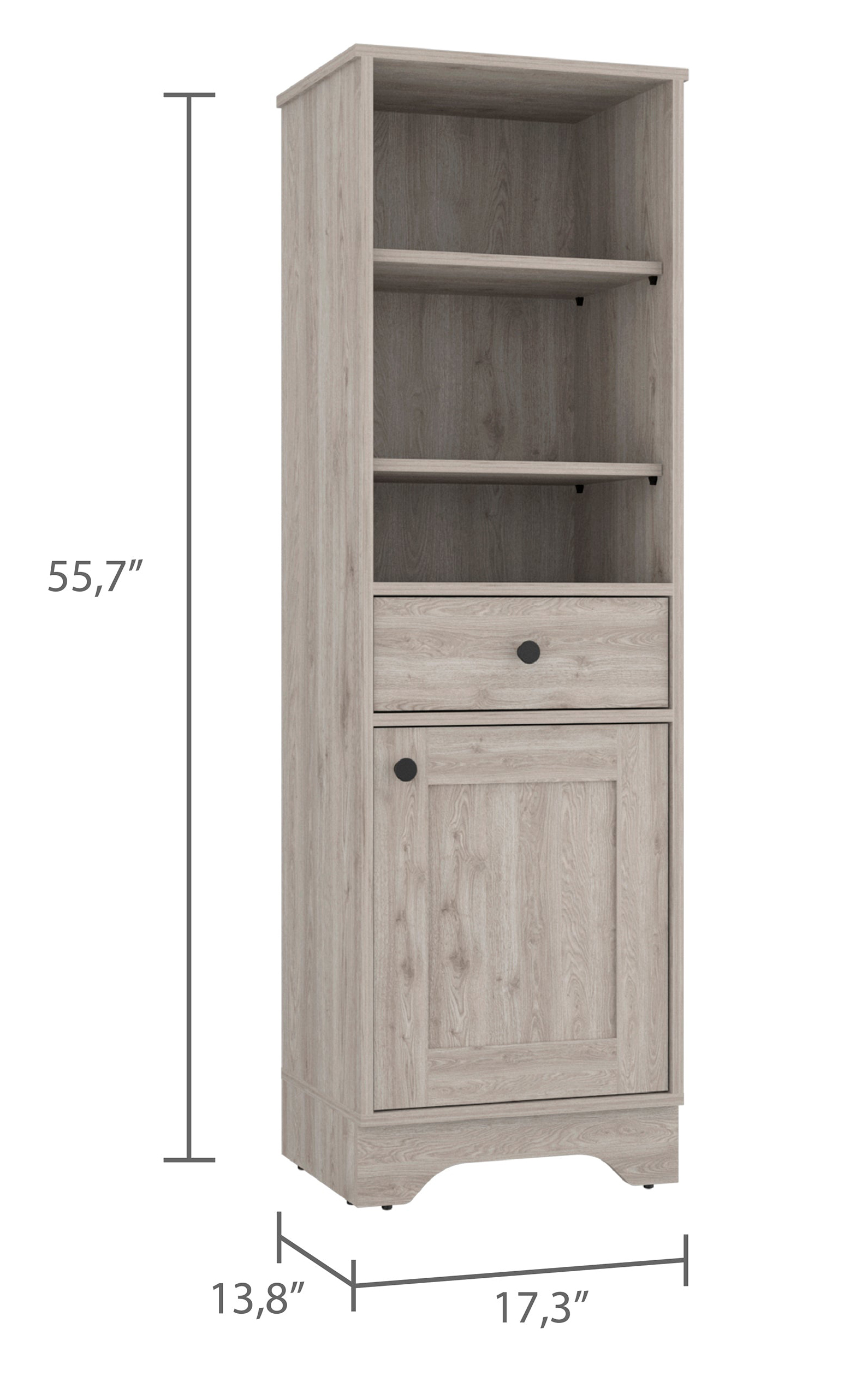 Light Grey 1-Drawer 3-Shelf Linen Cabinet