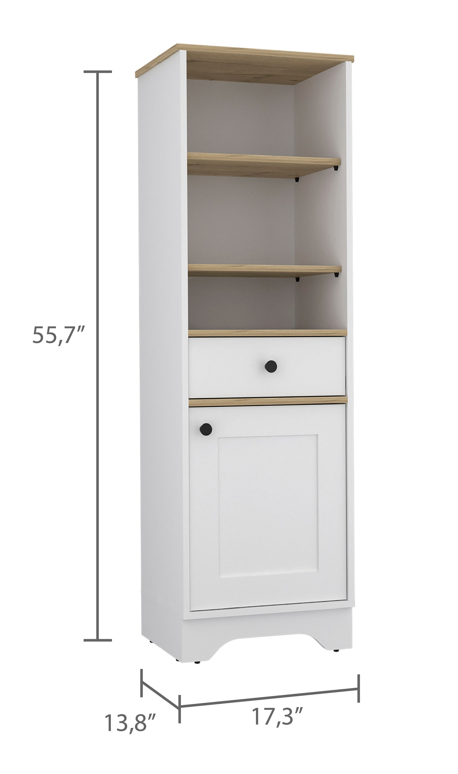 Light Oak and White 1-Drawer 3-Shelf Linen Cabinet