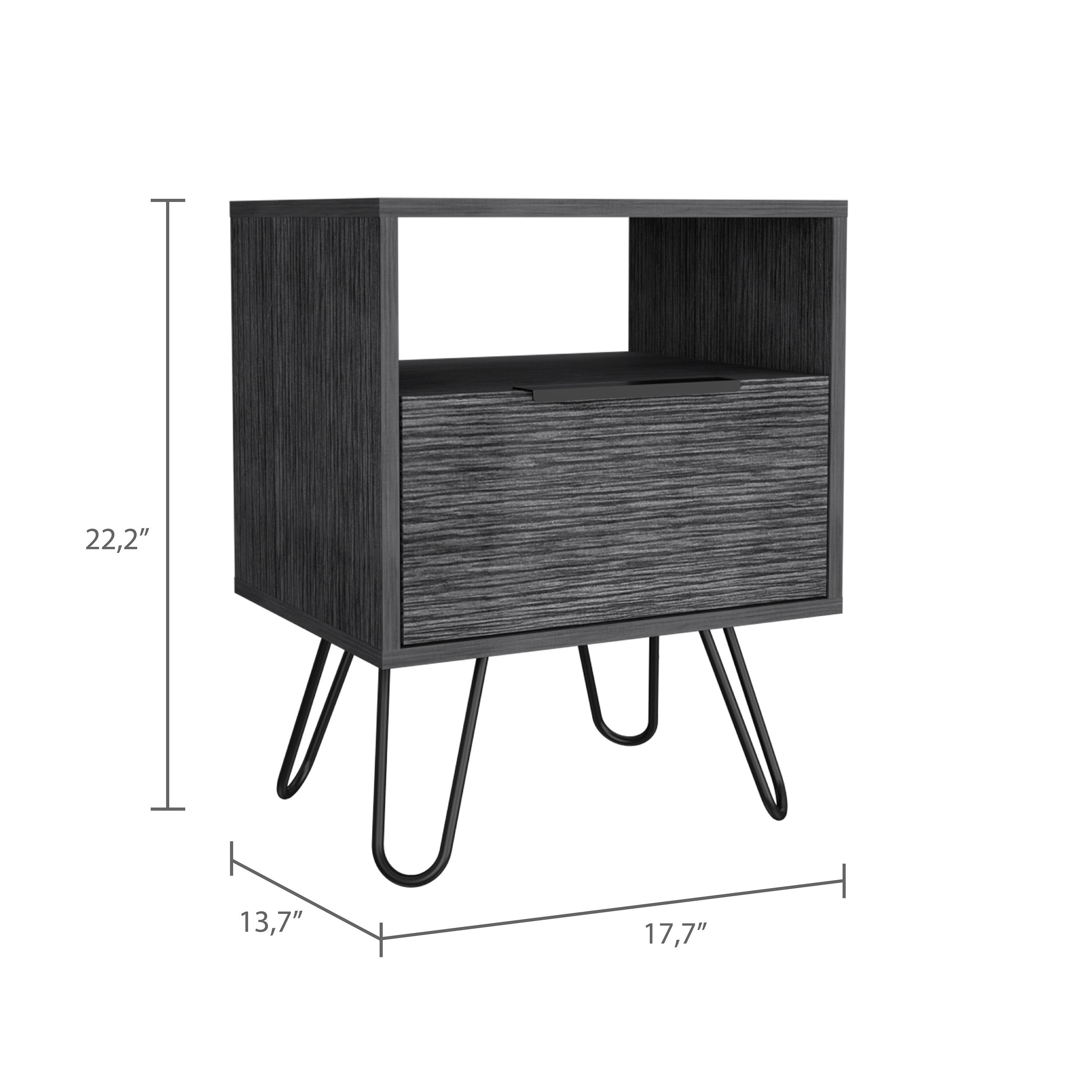 Smokey Oak 1-Shelf 1-Drawer Nightstand