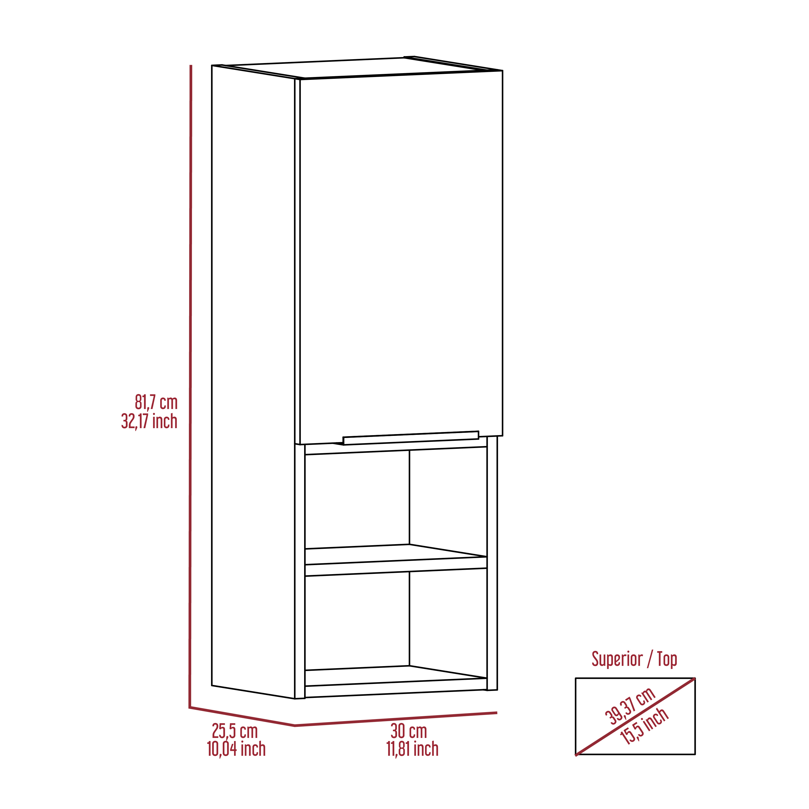 Light Grey 2-Shelf Bathroom Cabinet