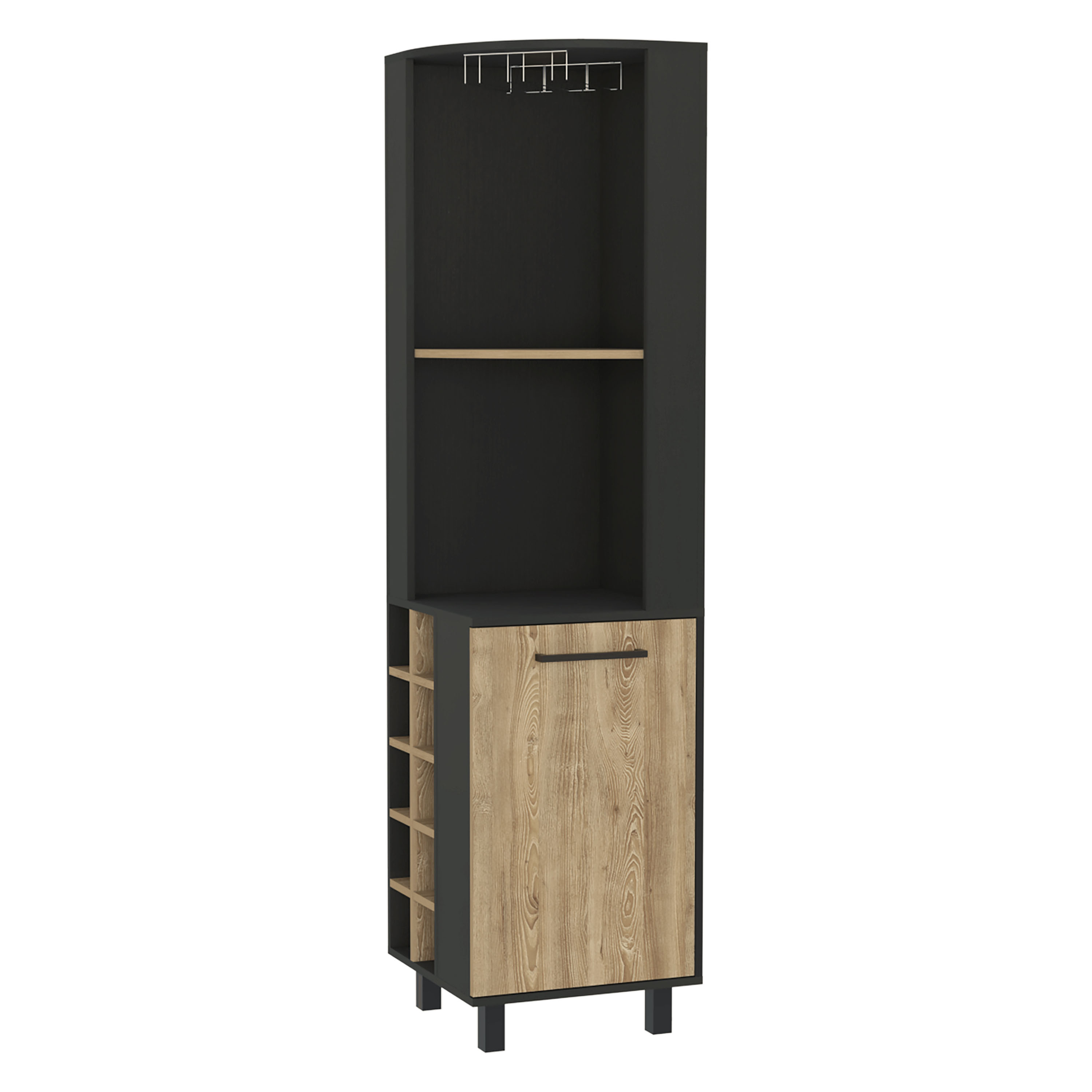 Hamden 10-Bottle 1-Shelf Bar Cabinet Black Wengue and Pine