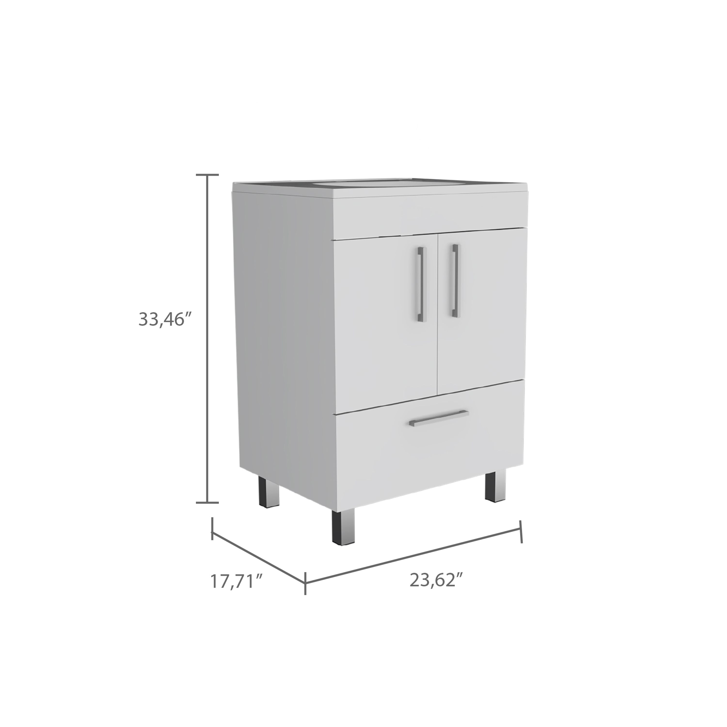 White 2-Door Rectangle Single Bathroom Vanity