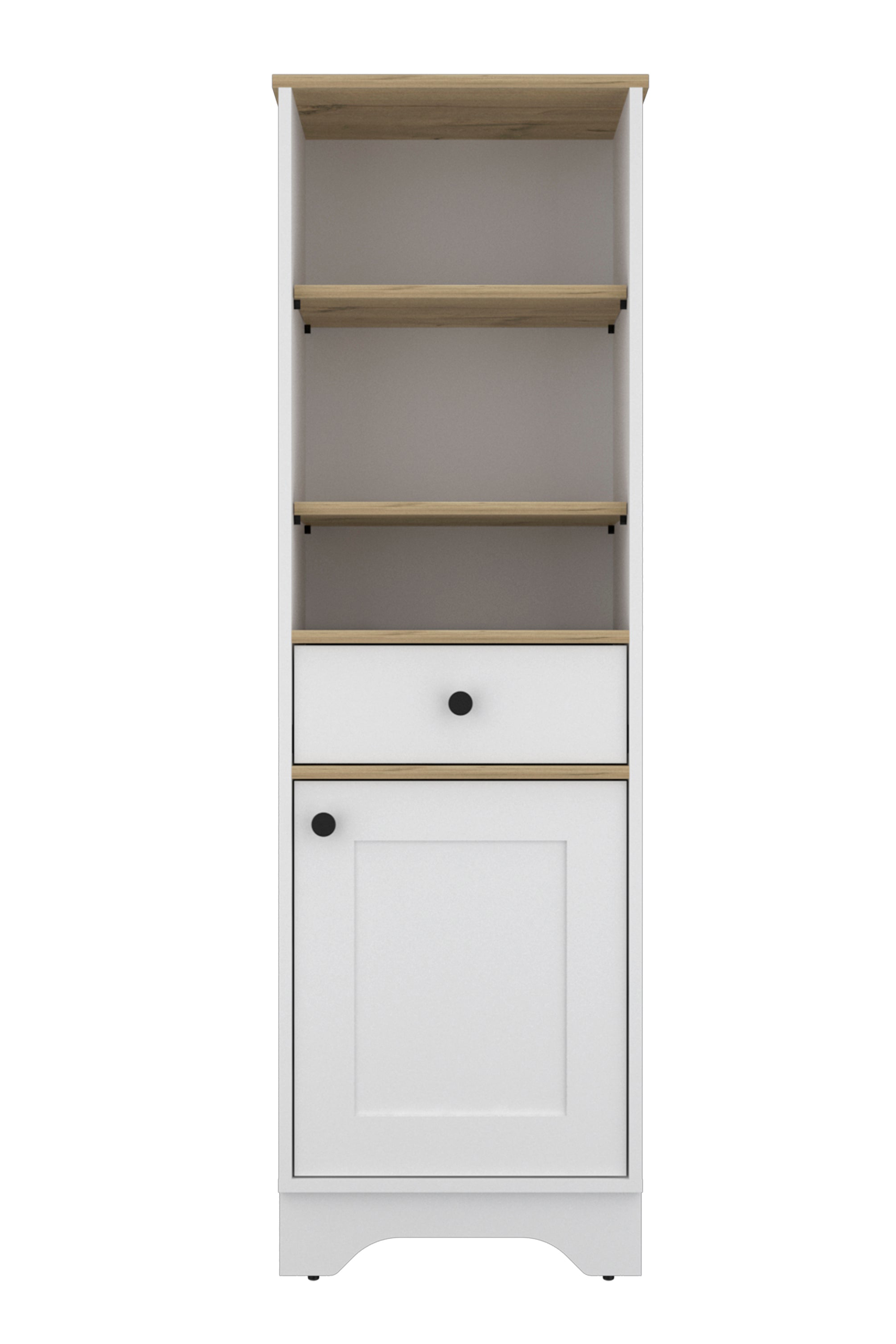 Light Oak and White 1-Drawer 3-Shelf Linen Cabinet