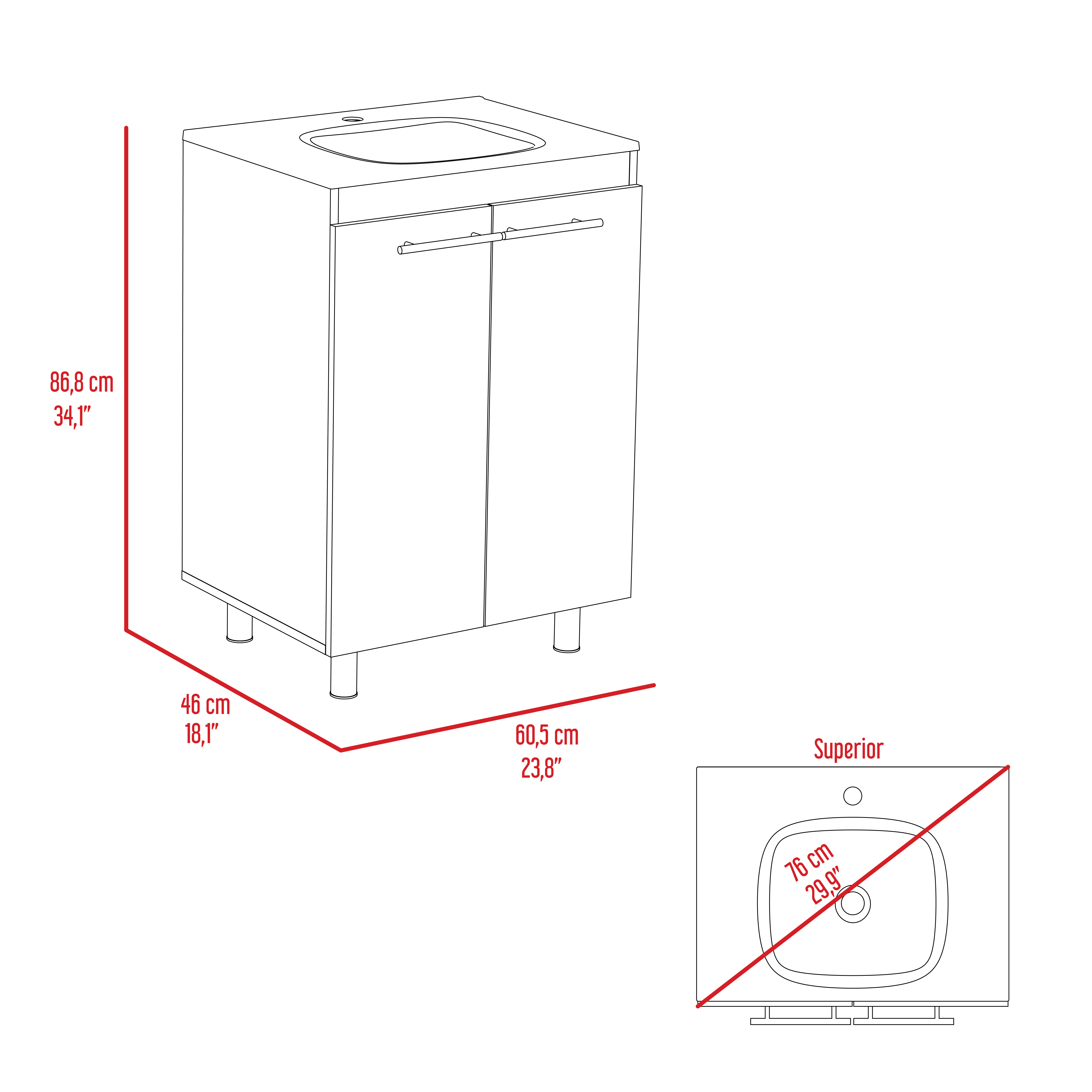 Light Oak 2-Door Rectangle Freestanding Vanity Cabinet